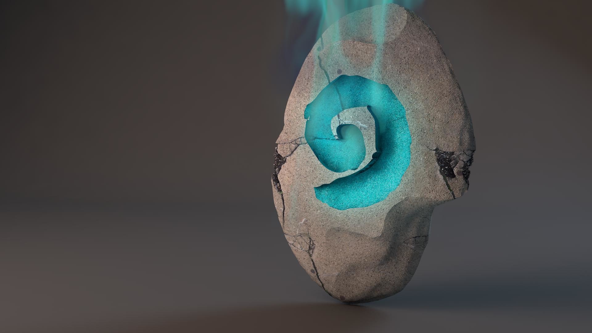 Pietra del Focolare, Hearthstone, Logo Hearthstone, Pietra, Sfondo grigio, wallpaper desktop Full HD