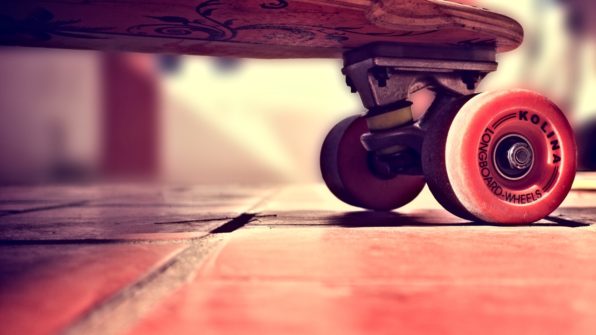Longboard, Ruote Kolmo, Primo piano, Toni rosa, Full HD, sfondo per PC