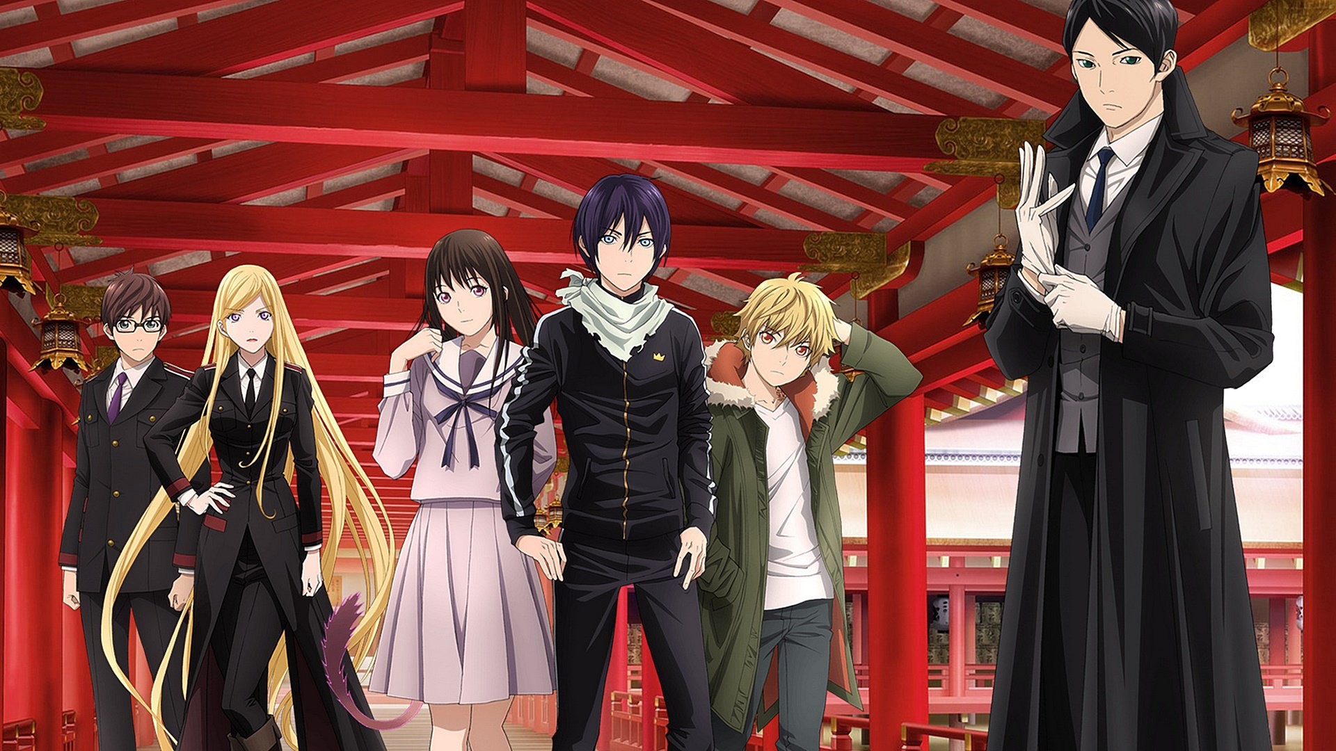 Yato, Hiyori Iki, Yukine, Bishamonten, Kazuma, Noragami, 1920x1080, sfondo per PC