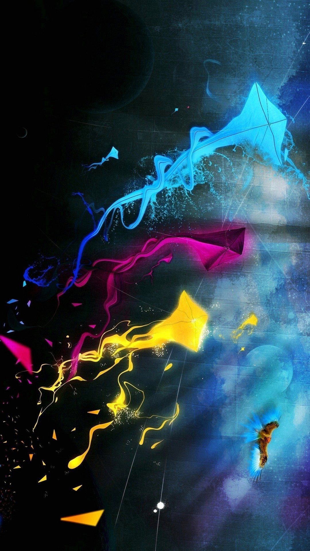 Astratto, Schizzi di colore, Azzurro, Sfondo scuro, schermata Home iPhone 7 Plus