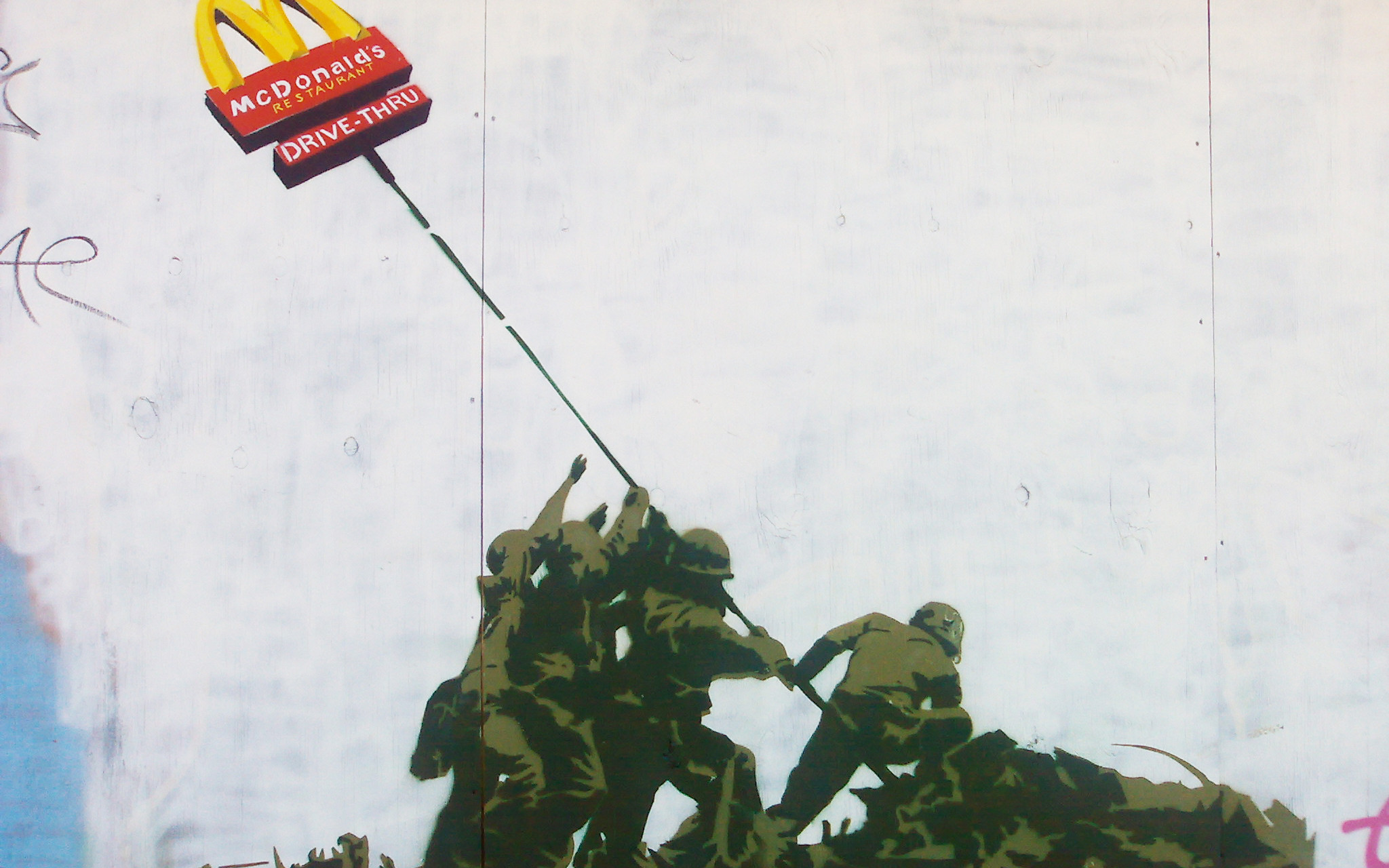 Banksy, McDonald's, Soldati, Iwo Jima, 2048x1280, sfondo MacBook Pro