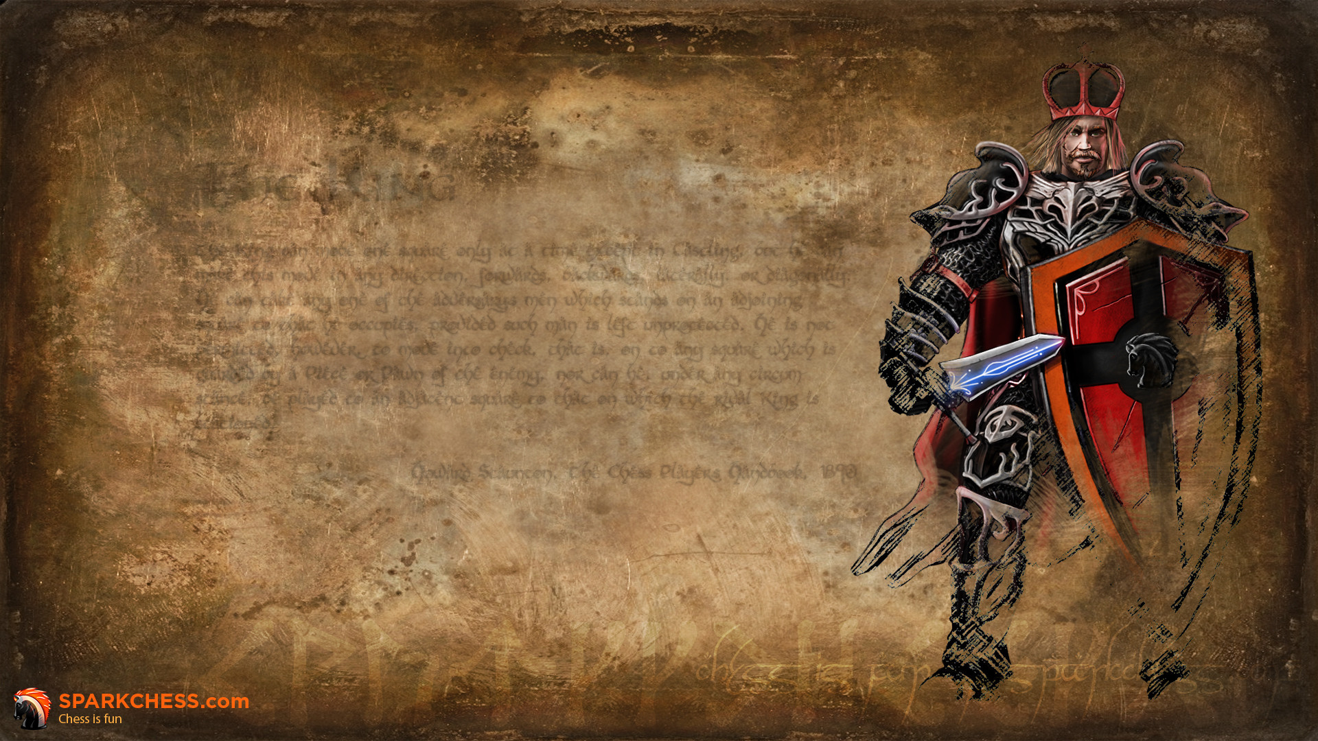 SparkChess, Re, Guerriero, Pergamena, Illustrazione, 16:9 Full HD, sfondo widescreen
