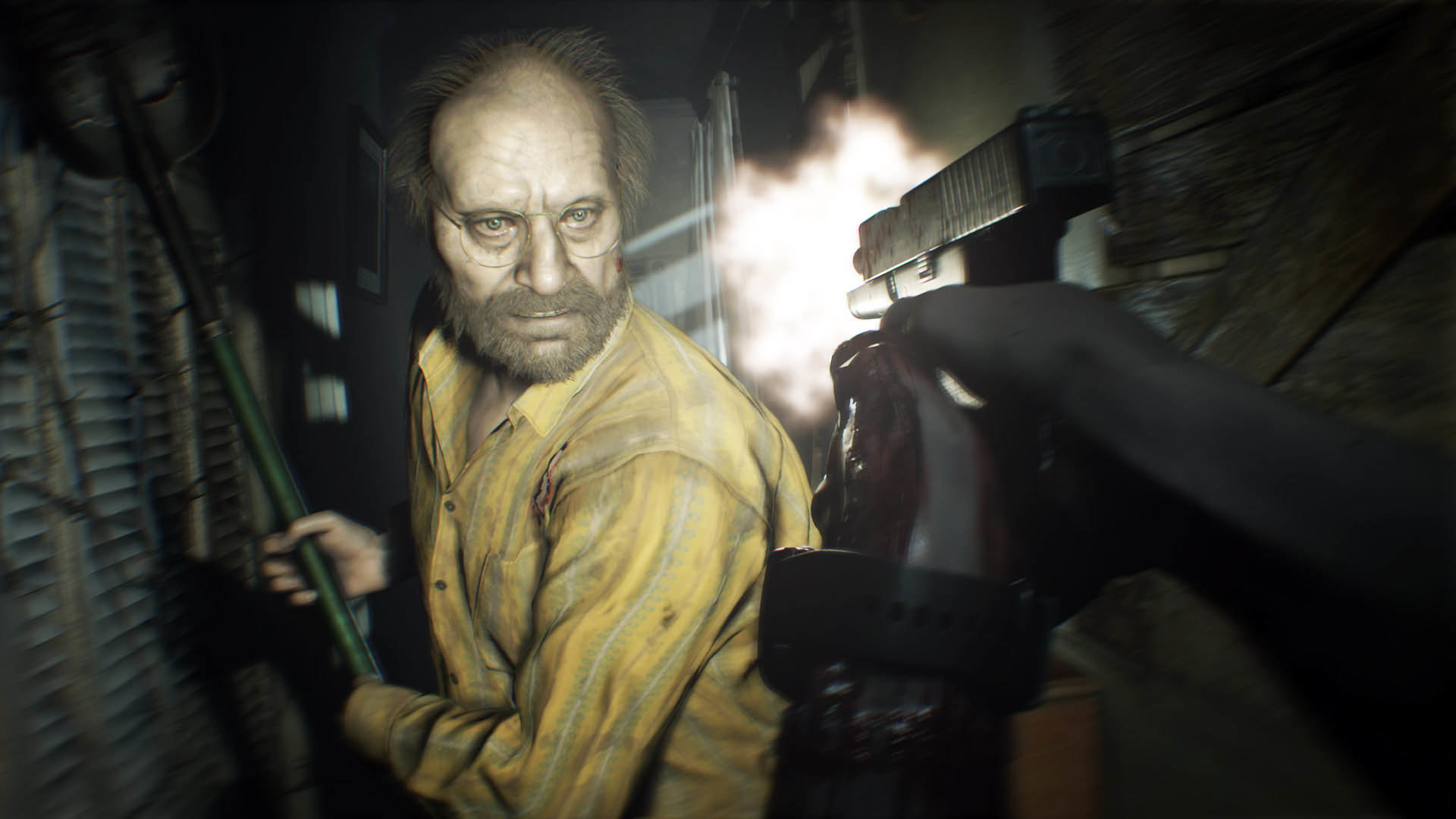 Resident Evil 7: Biohazard, Jack Baker, Pistola, Prima persona, Horror, sfondo desktop 1920x1080