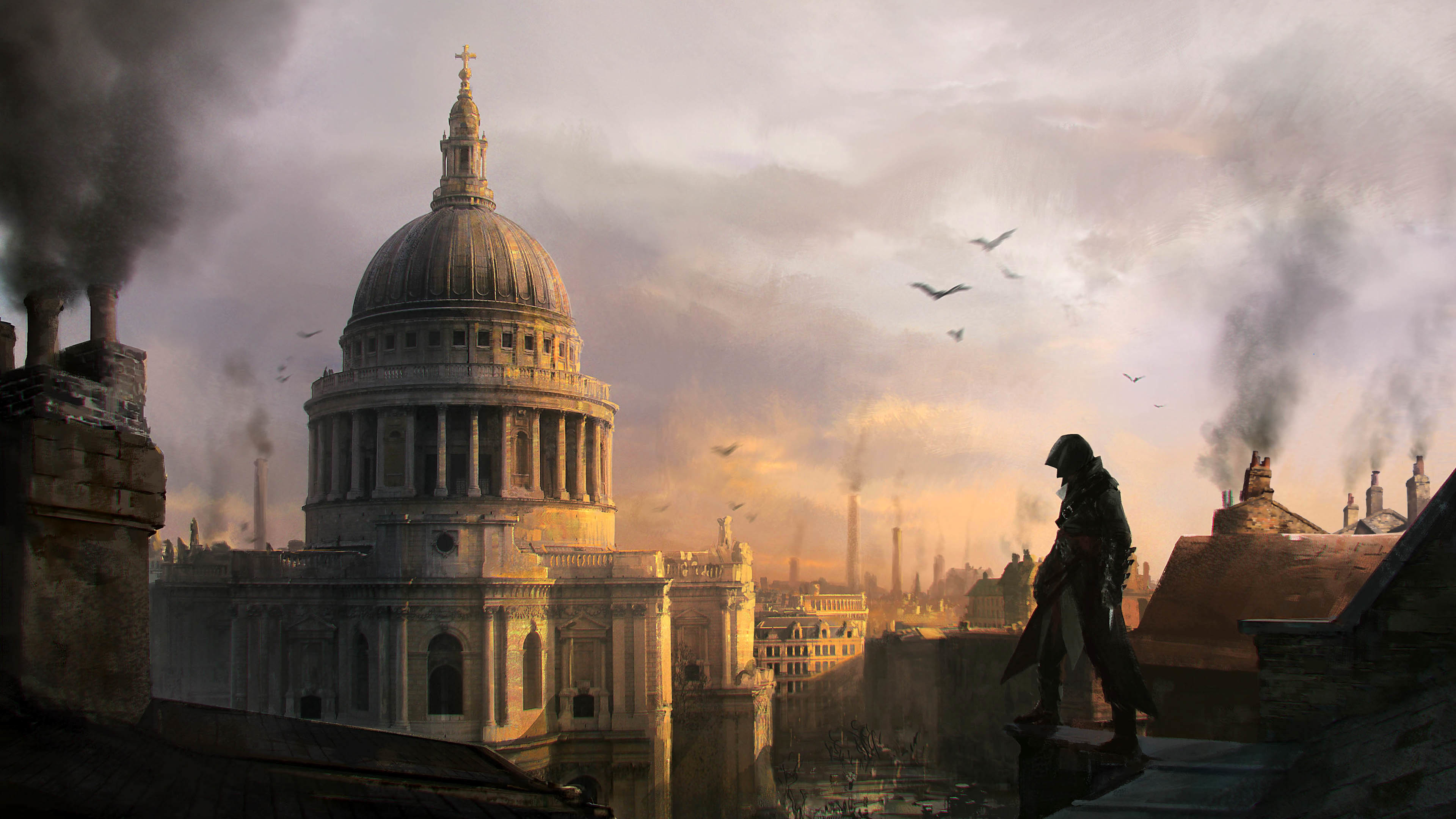 Assassin's Creed Syndicate, Cattedrale di San Paolo, Tetti, Londra, Tramonto, sfondo 2160p