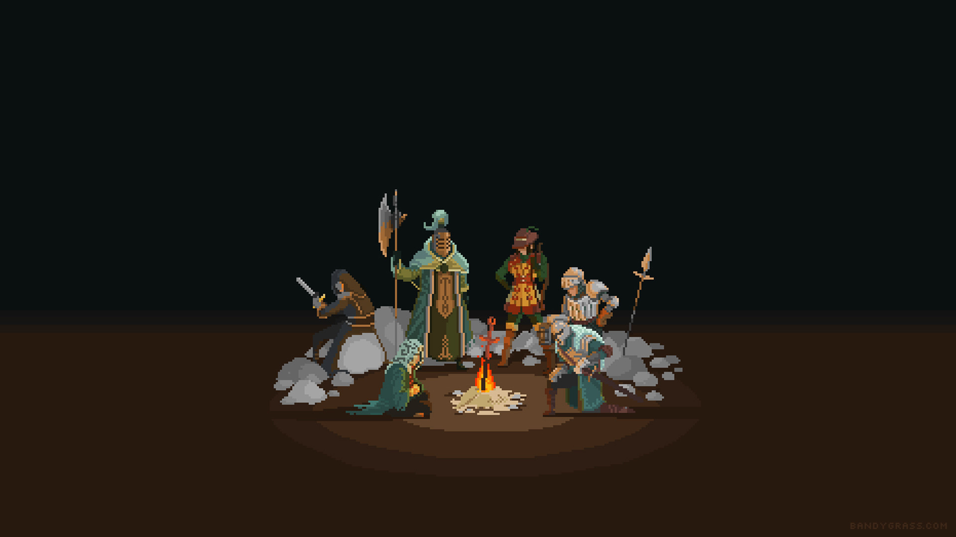 Dark Souls, Falò, Personaggi, Minimalismo, Sfondo scuro, Full HD, wallpaper desktop