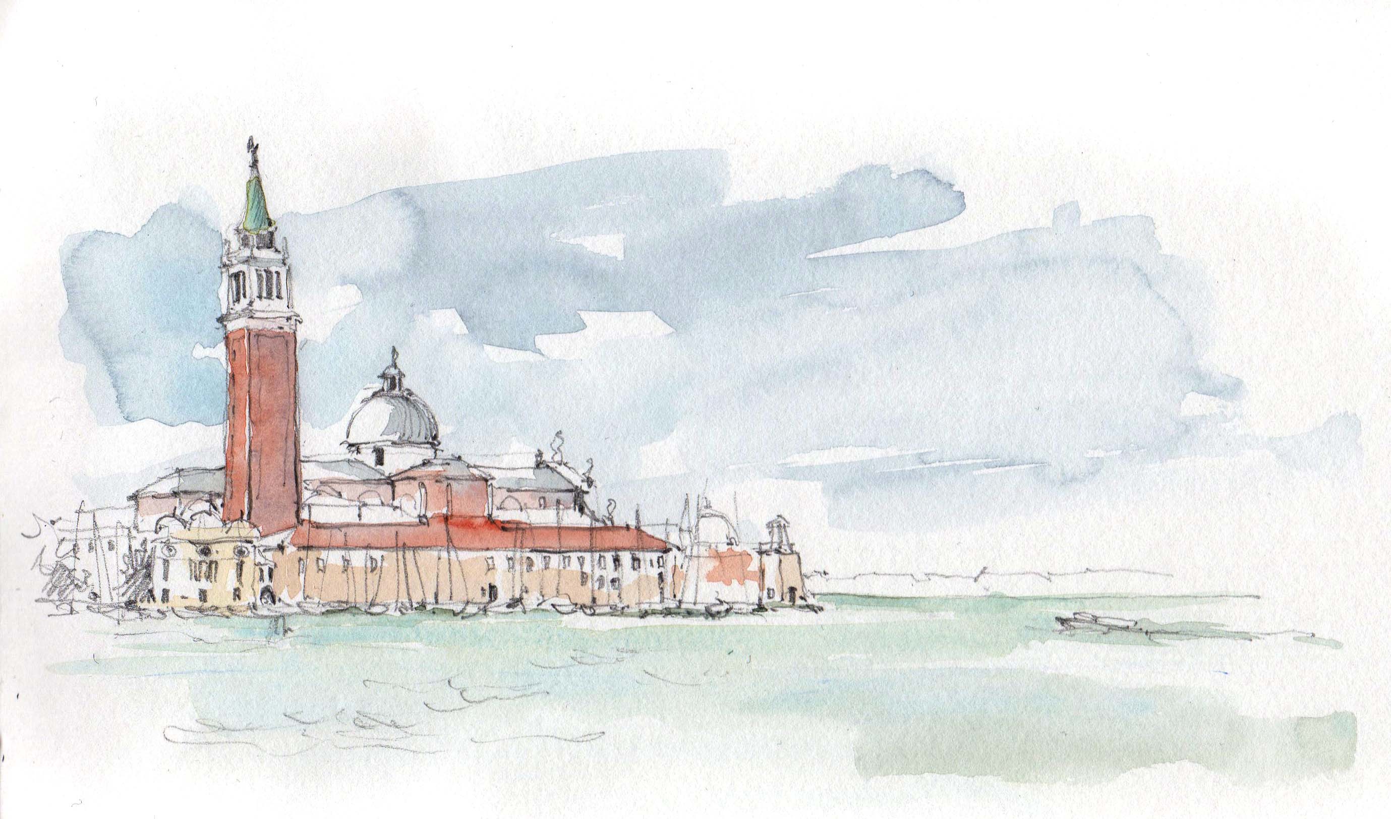 San Giorgio Maggiore, Venezia, Acquerello, Disegno, 2K, sfondo Windows 11