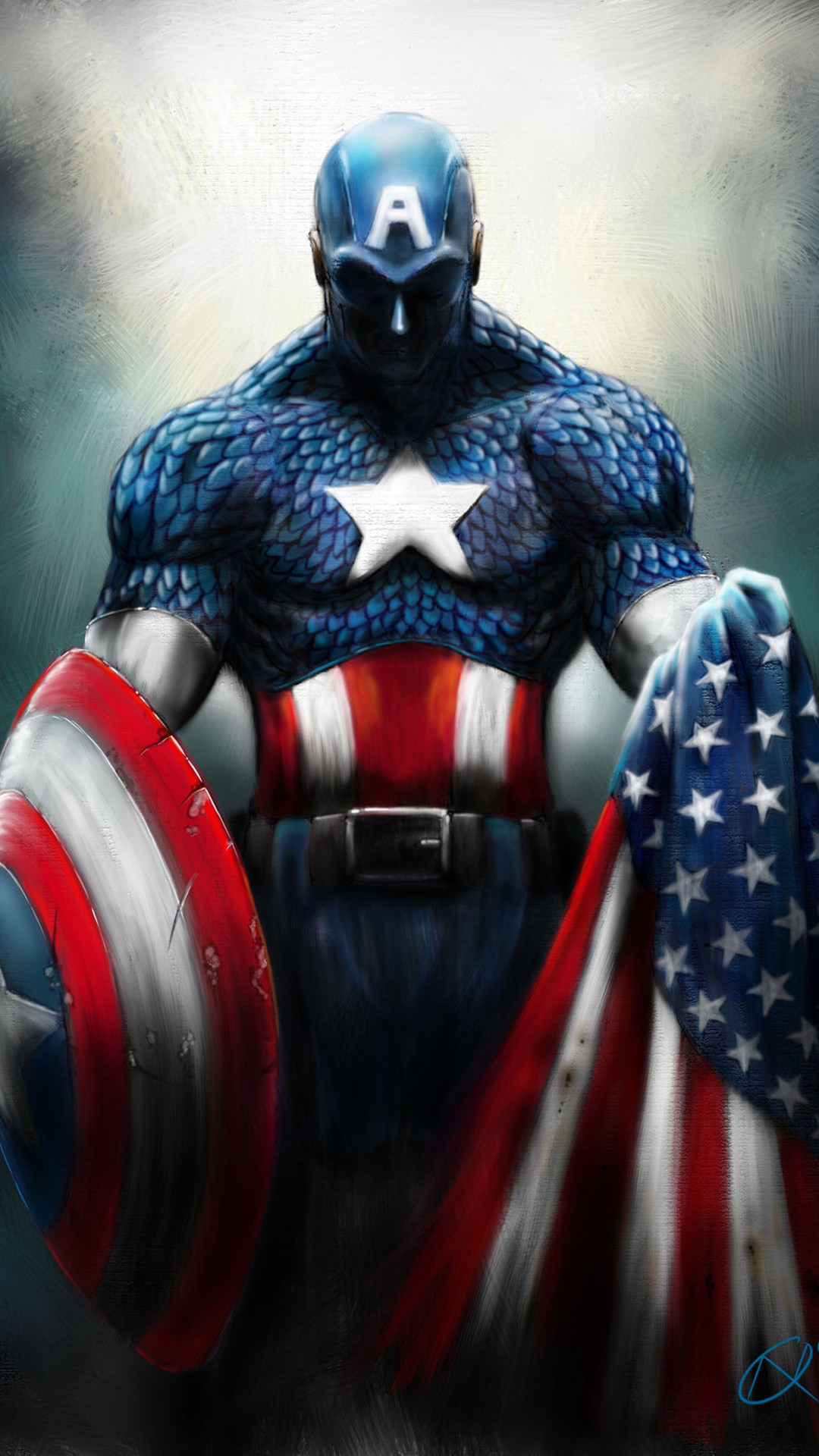 Capitan America, Marvel Comics, Scudo, Bandiera americana, 1080x1920, schermata di blocco iPhone