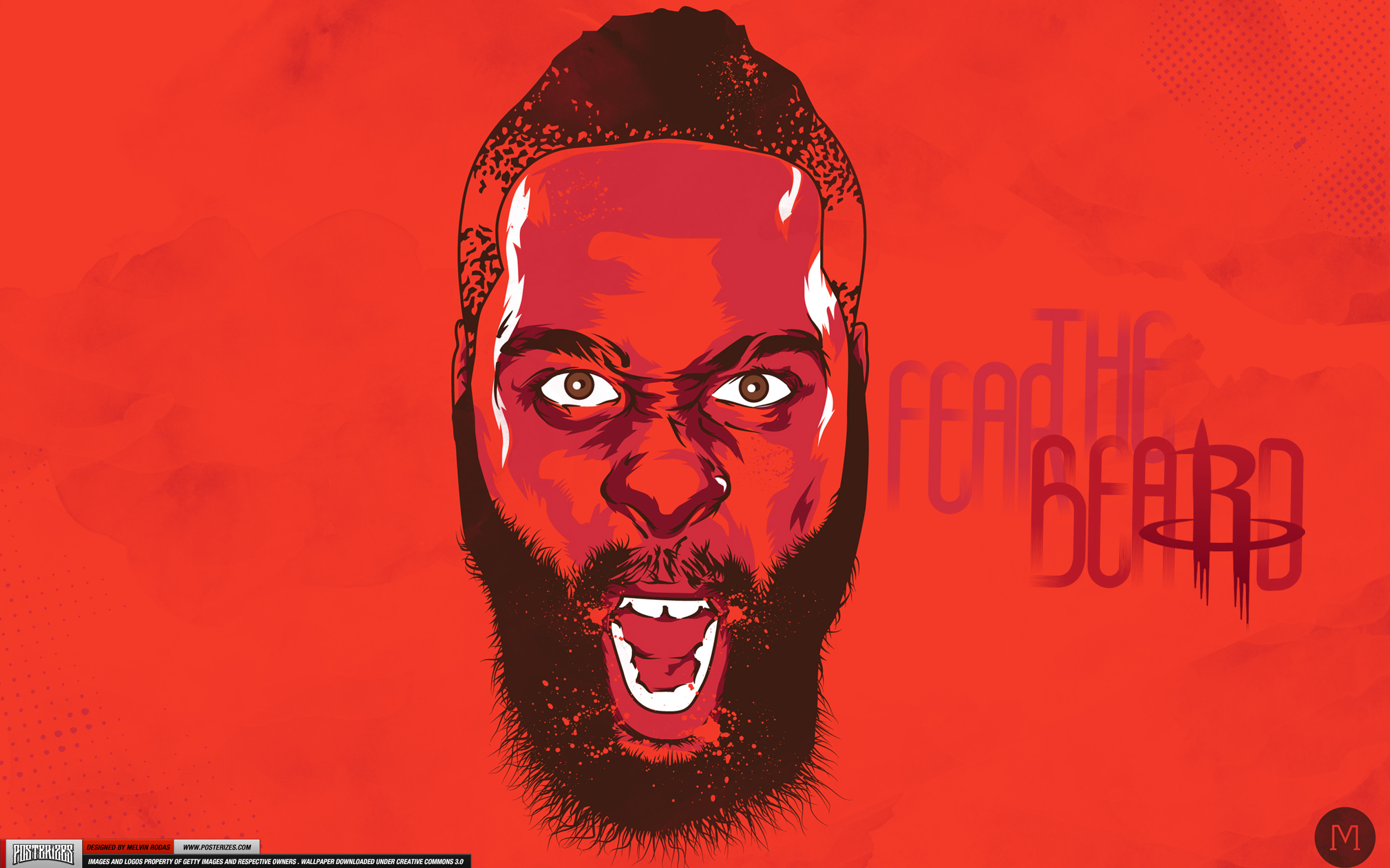 James Harden, Fear the Beard, Houston Rockets, Illustrazione, Rosso, sfondo Windows 11