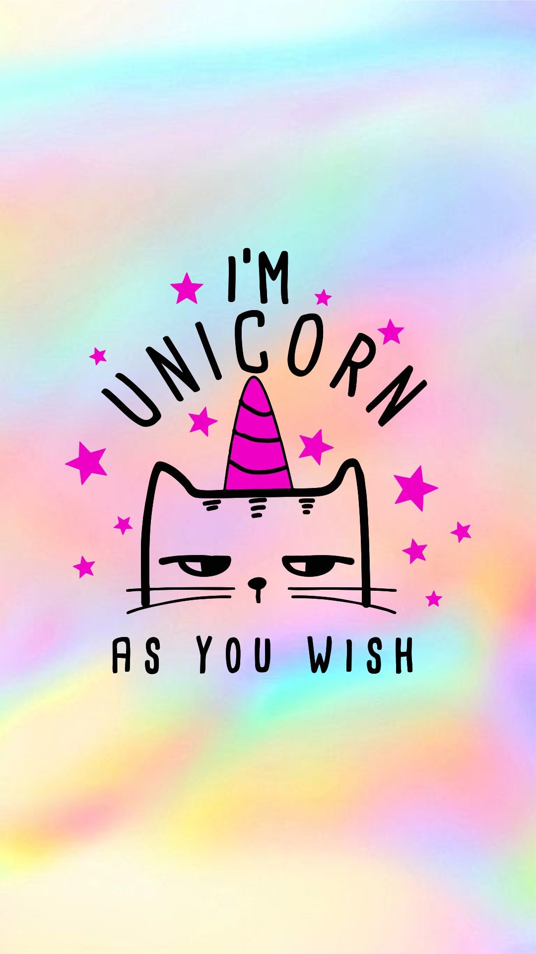 Gatto unicorno, Citazione, Olografico, Arcobaleno, sfondo per iPhone e Android