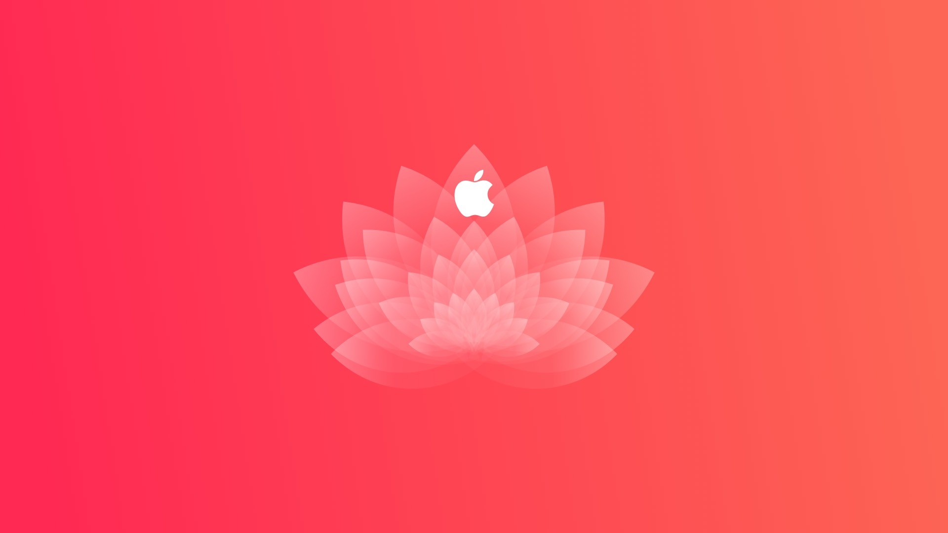 Logo Apple, Fiore di loto, Rosso, sfondo iOS 9