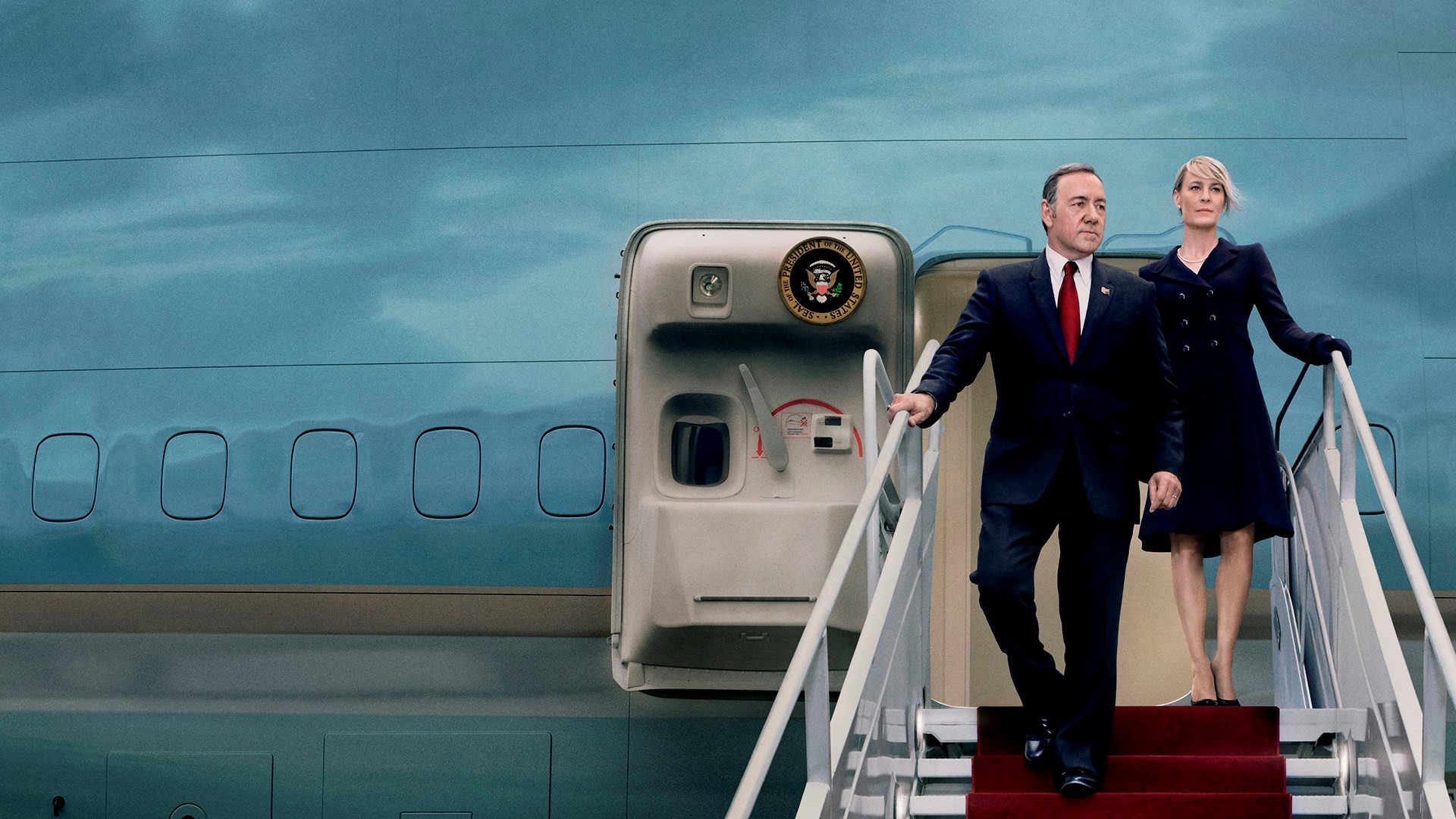 Frank Underwood, Claire Underwood, Kevin Spacey, Robin Wright, House of Cards, Air Force One, Scaletta aereo, sfondo per PC