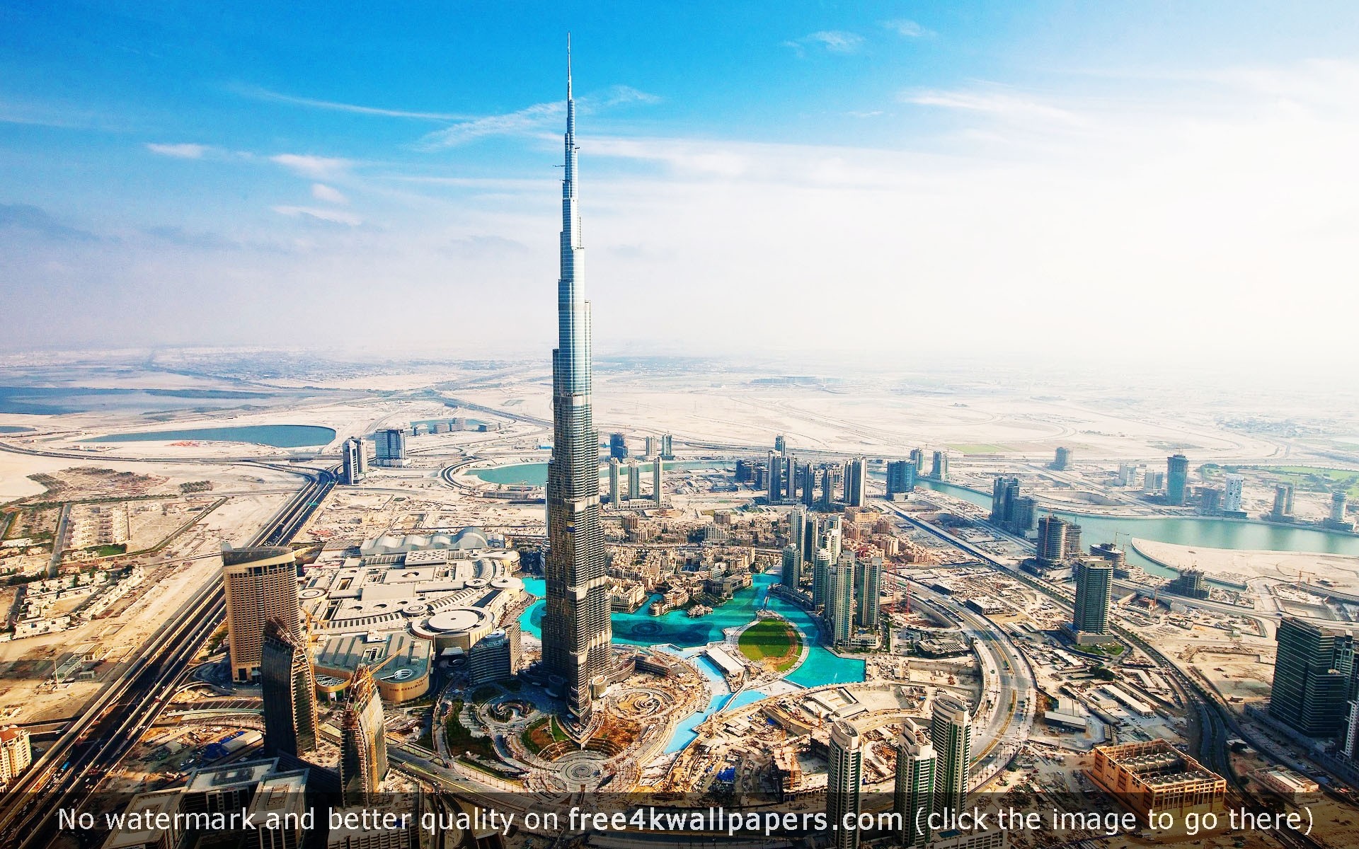 Burj Khalifa, Dubai, Emirati Arabi Uniti, Grattacieli, Vista aerea, sfondo per tablet