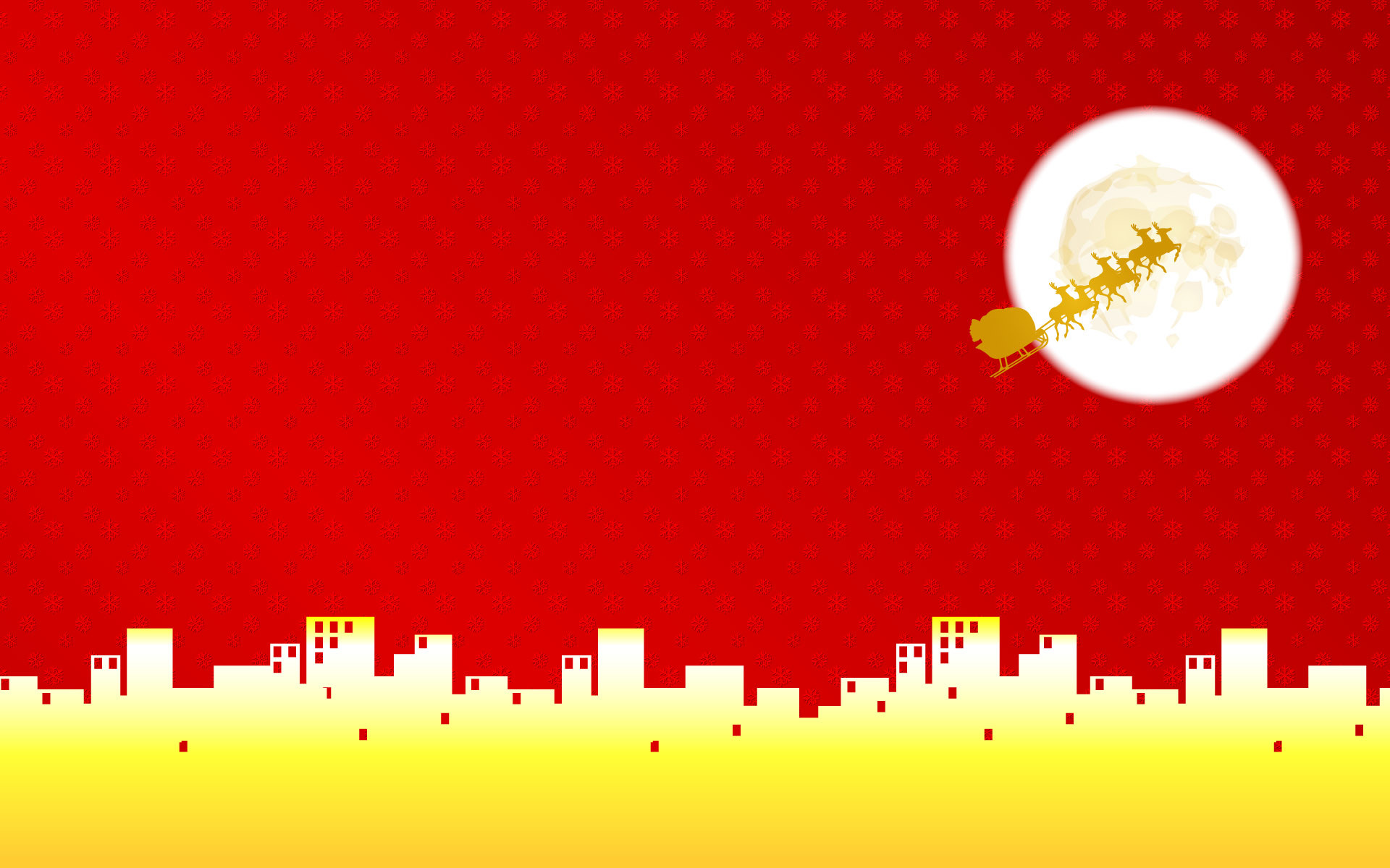 Babbo Natale, Slitta, Luna, Città, Sfondo rosso, 1920x1200, wallpaper desktop