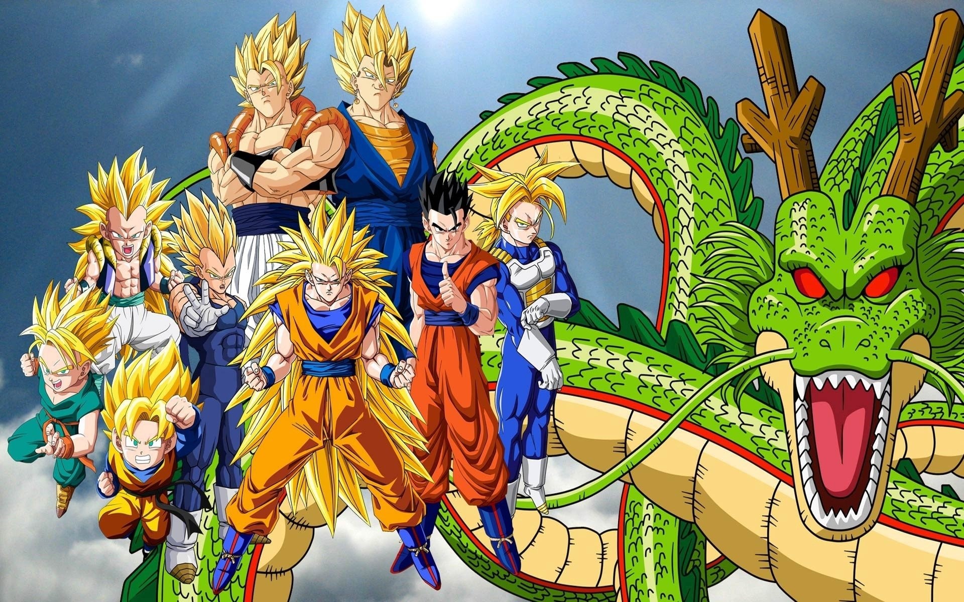 Goku, Shenron, Gohan, Vegeta, Dragon Ball Z, Super Saiyan, 1920x1200, sfondo MacBook Pro