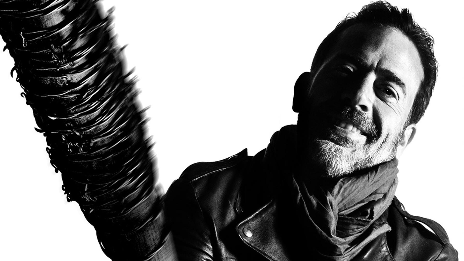 Negan, Jeffrey Dean Morgan, The Walking Dead, Lucille, Bianco e nero, sfondo per portatile