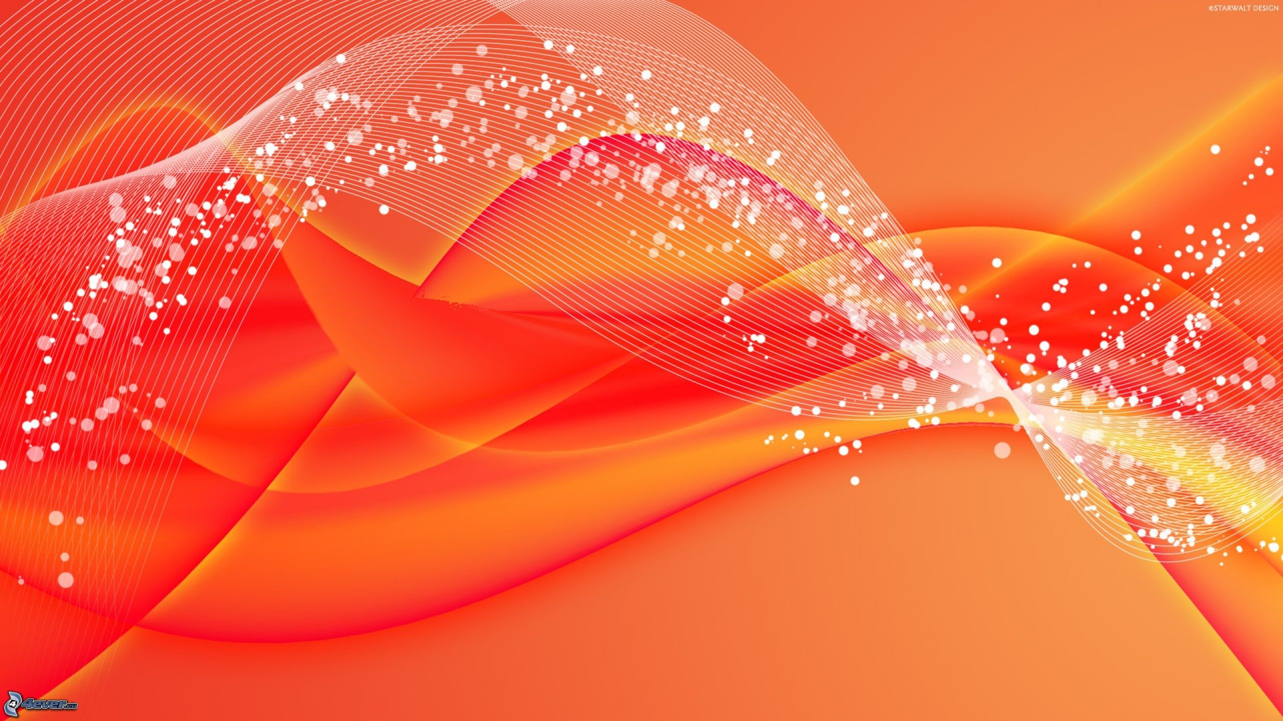 Onde astratte, Rosso e arancione, Particelle, 2K, sfondo per PC e portatile