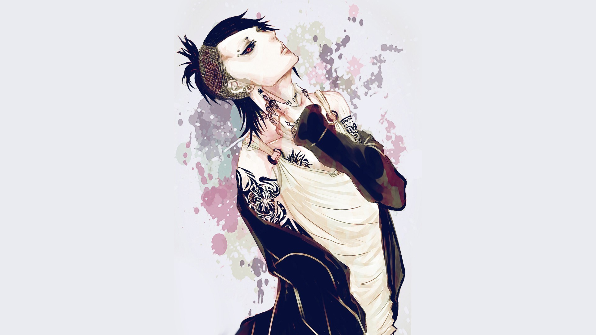 Uta, Tokyo Ghoul, Tatuaggi, Sfondo bianco, Full HD, wallpaper per PC