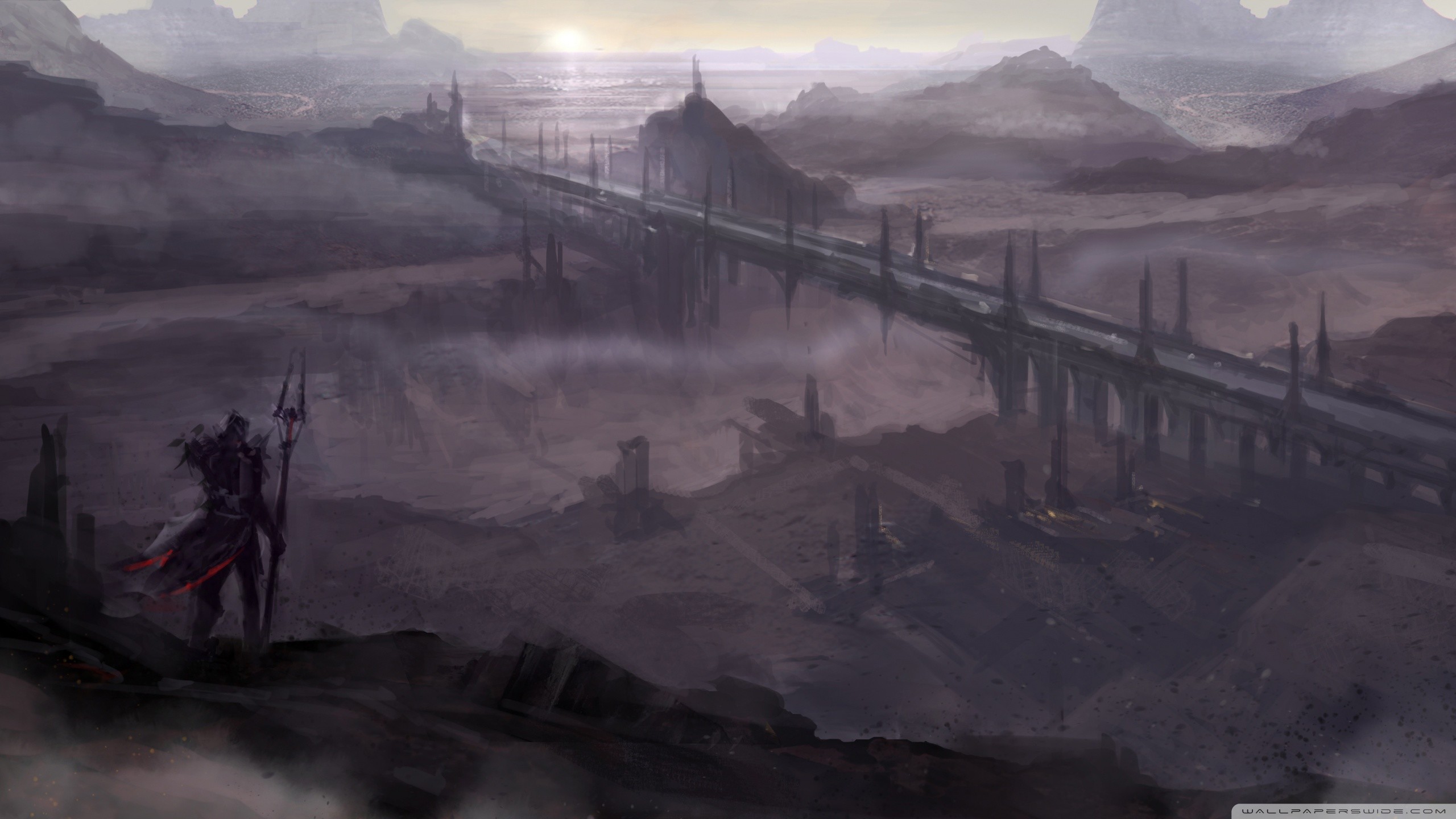 Dragon Age, Ponte, Valle, Nebbia, Paesaggio fantasy, 2K 1440p, sfondo desktop