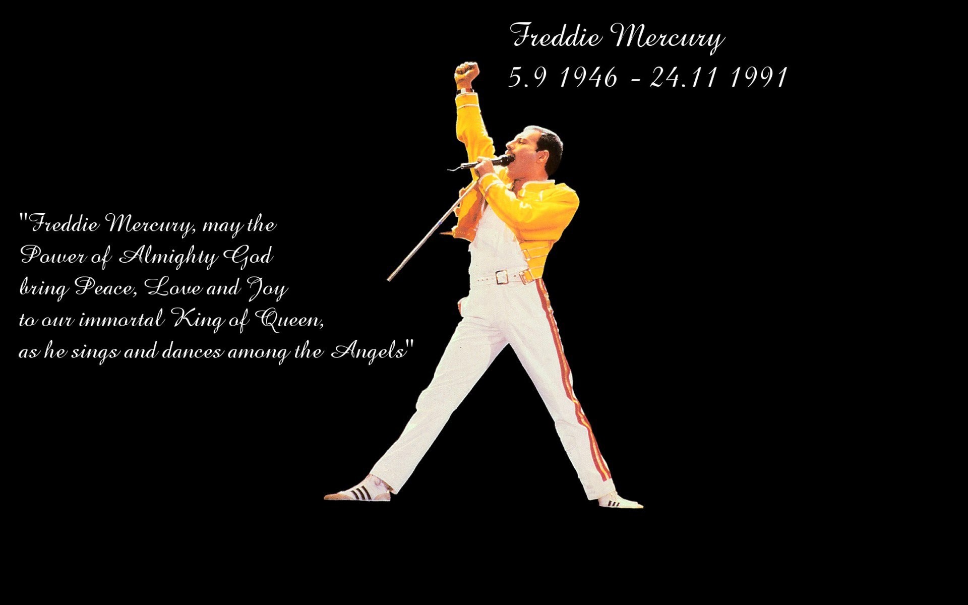 Freddie Mercury, Queen, Giacca gialla, Citazione, 1920x1200, immagine di sfondo