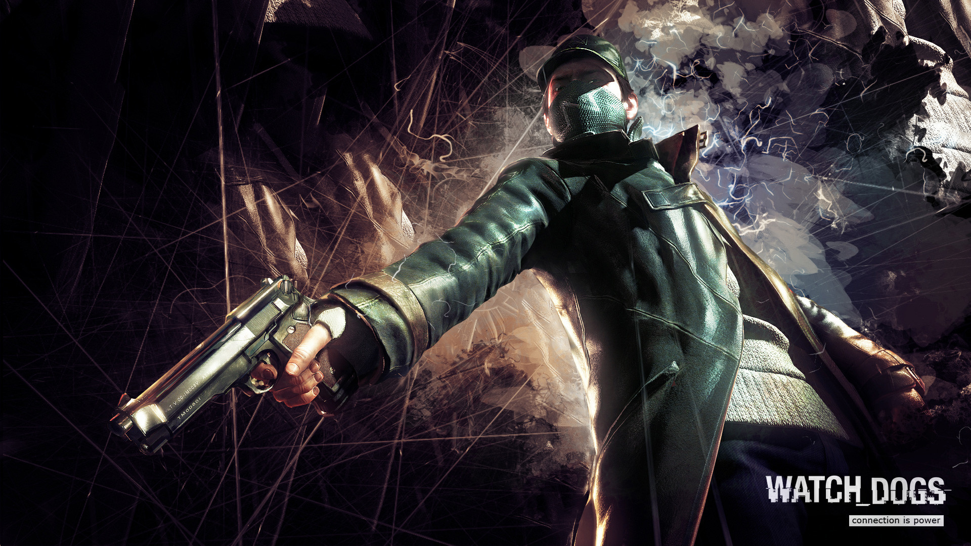 Aiden Pearce, Watch Dogs, Pistola, Arte digitale, 1920x1080, wallpaper desktop