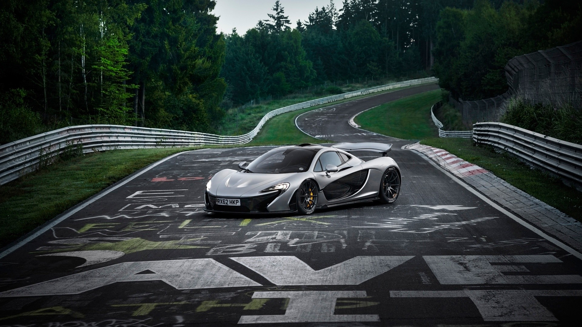 McLaren P1, Nürburgring, Nordschleife, Argento, 16:9 Full HD, wallpaper widescreen