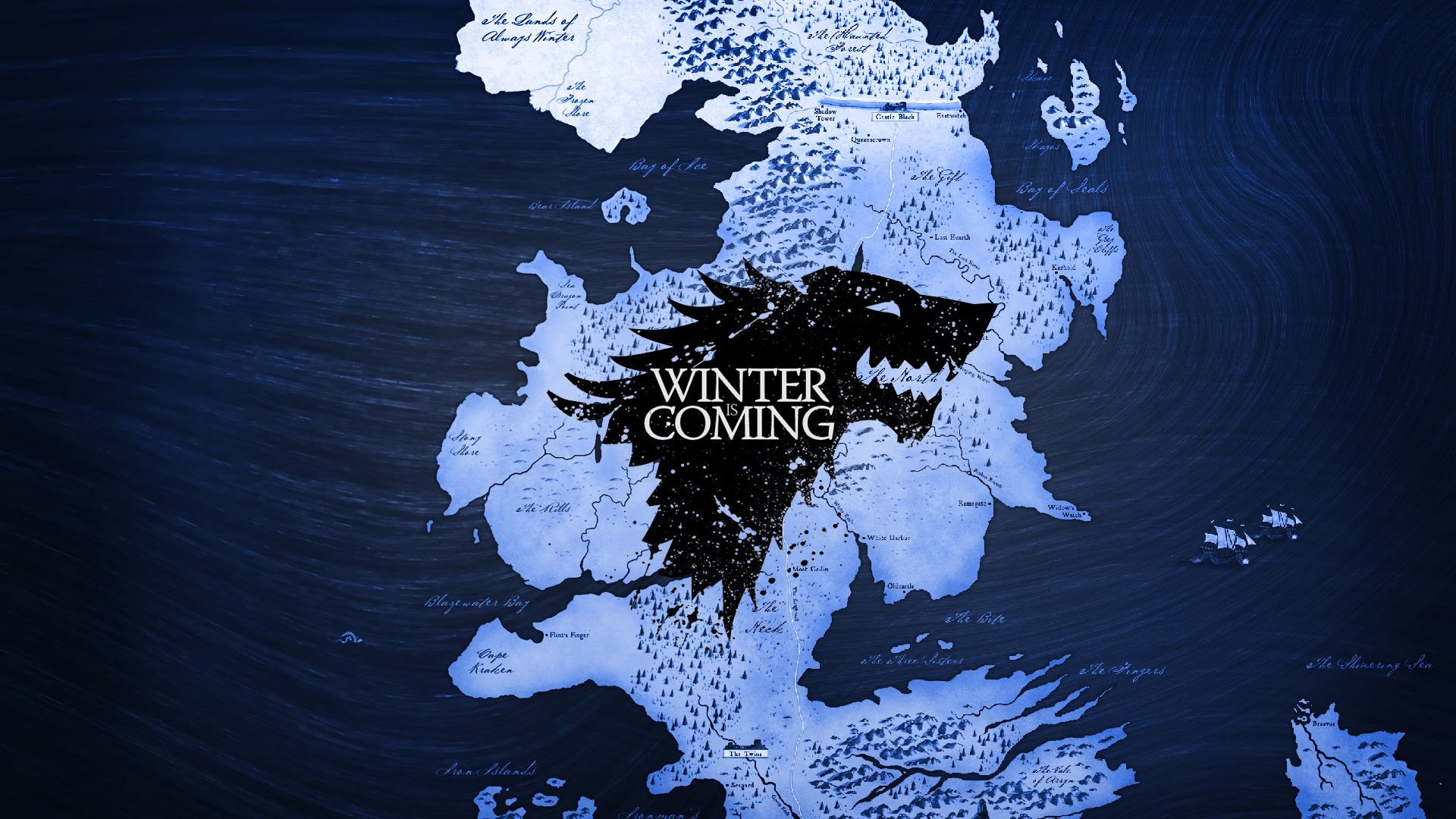 Casata Stark, Mappa di Westeros, L'inverno sta arrivando, Il Trono di Spade, Blu, immagine di sfondo