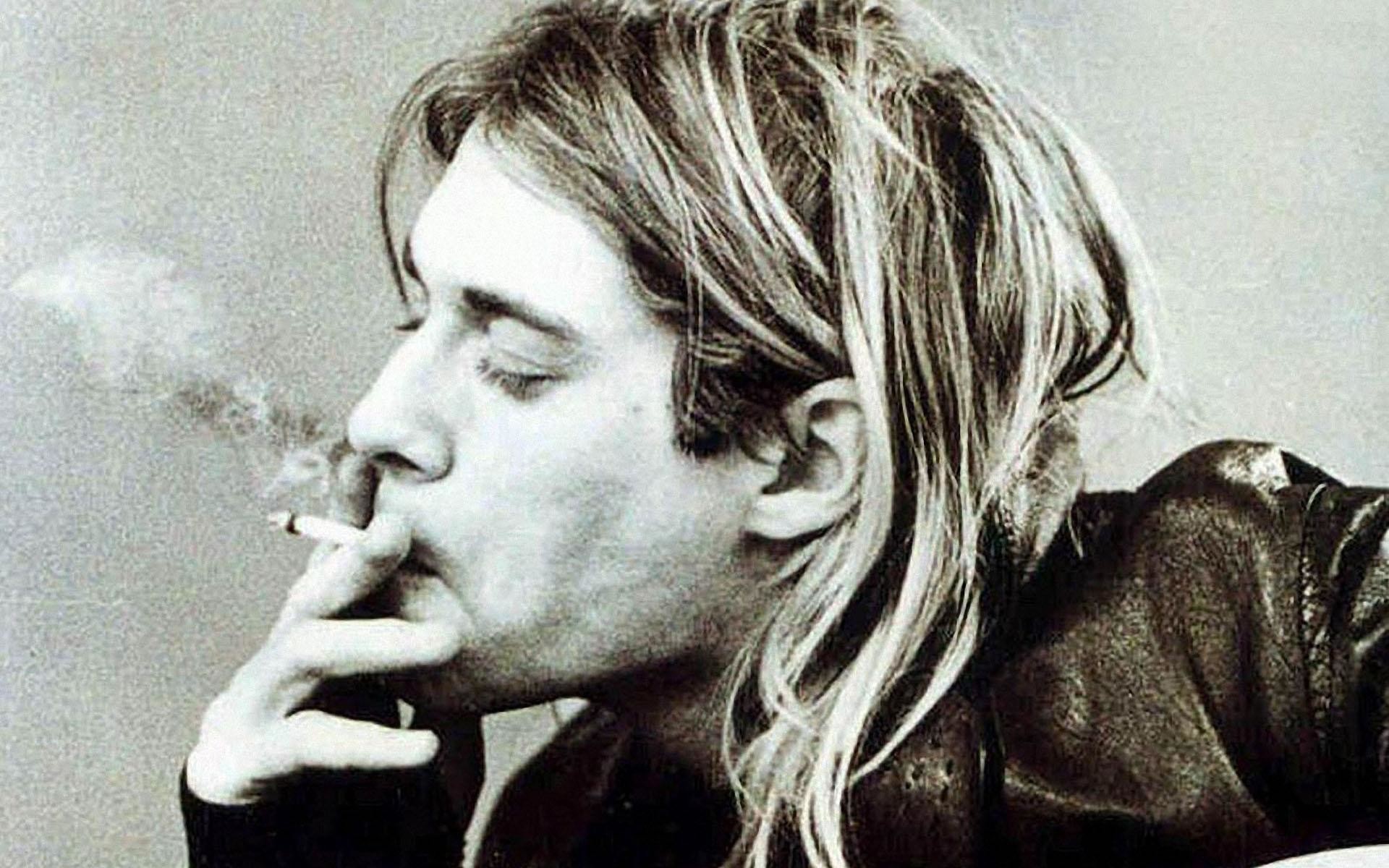 Kurt Cobain, Sigaretta, Fumo, Bianco e nero, 16:10 Full HD, sfondo widescreen