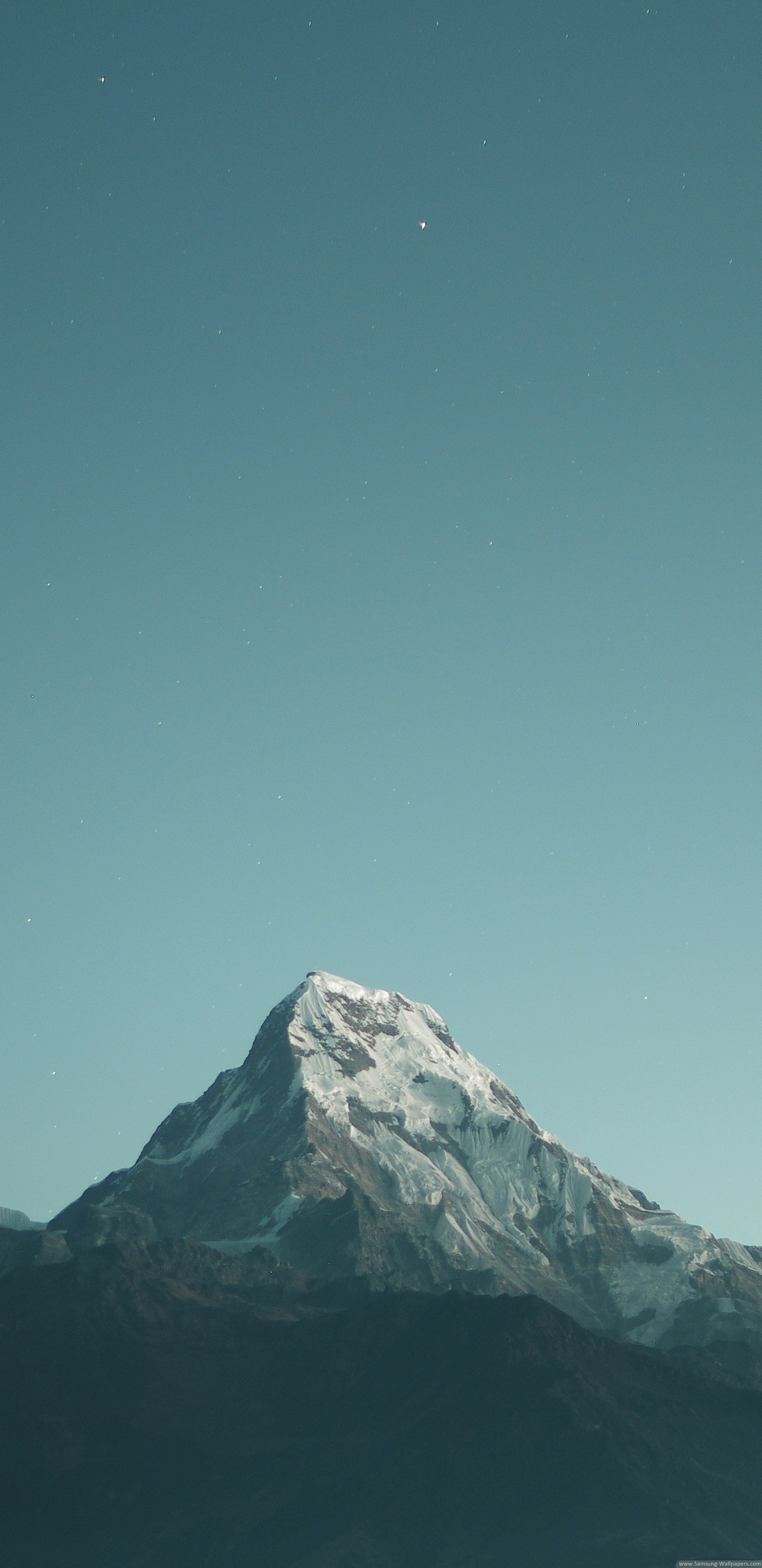 Montagna, Vetta innevata, Cielo verde acqua, Minimalista, wallpaper Samsung S8