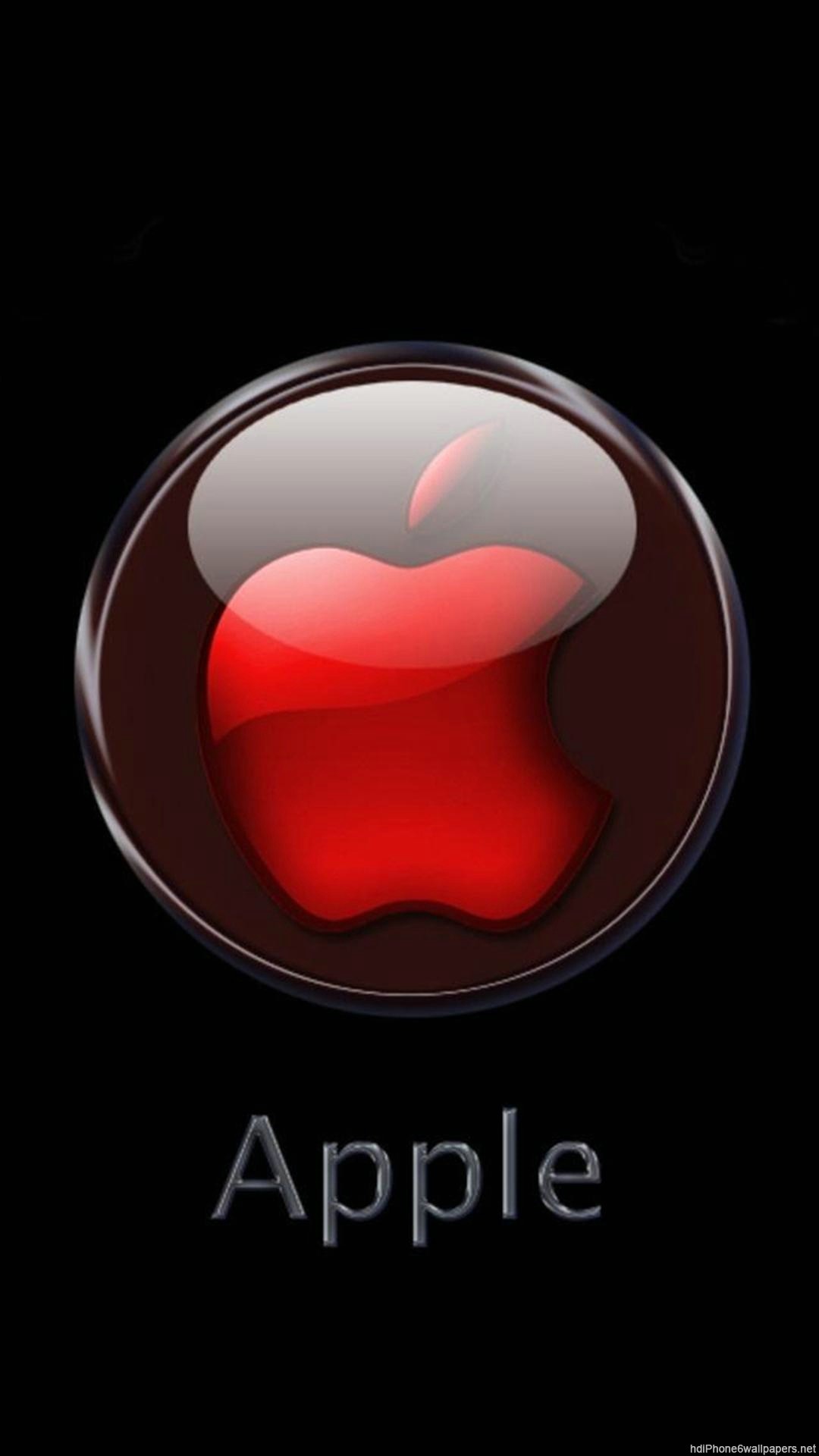Logo Apple, Apple, Rosso, Sfondo nero, Full HD, schermata di blocco iPhone 6