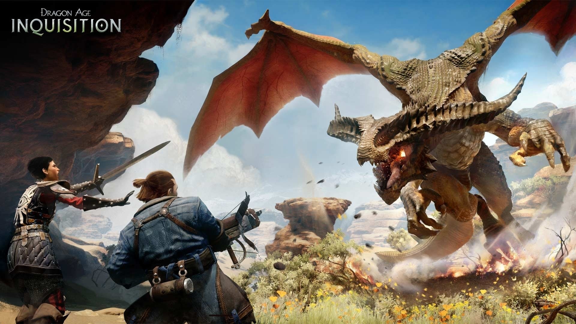 Dragon Age: Inquisition, Drago, Combattimento, Fuoco, Full HD, wallpaper per PC