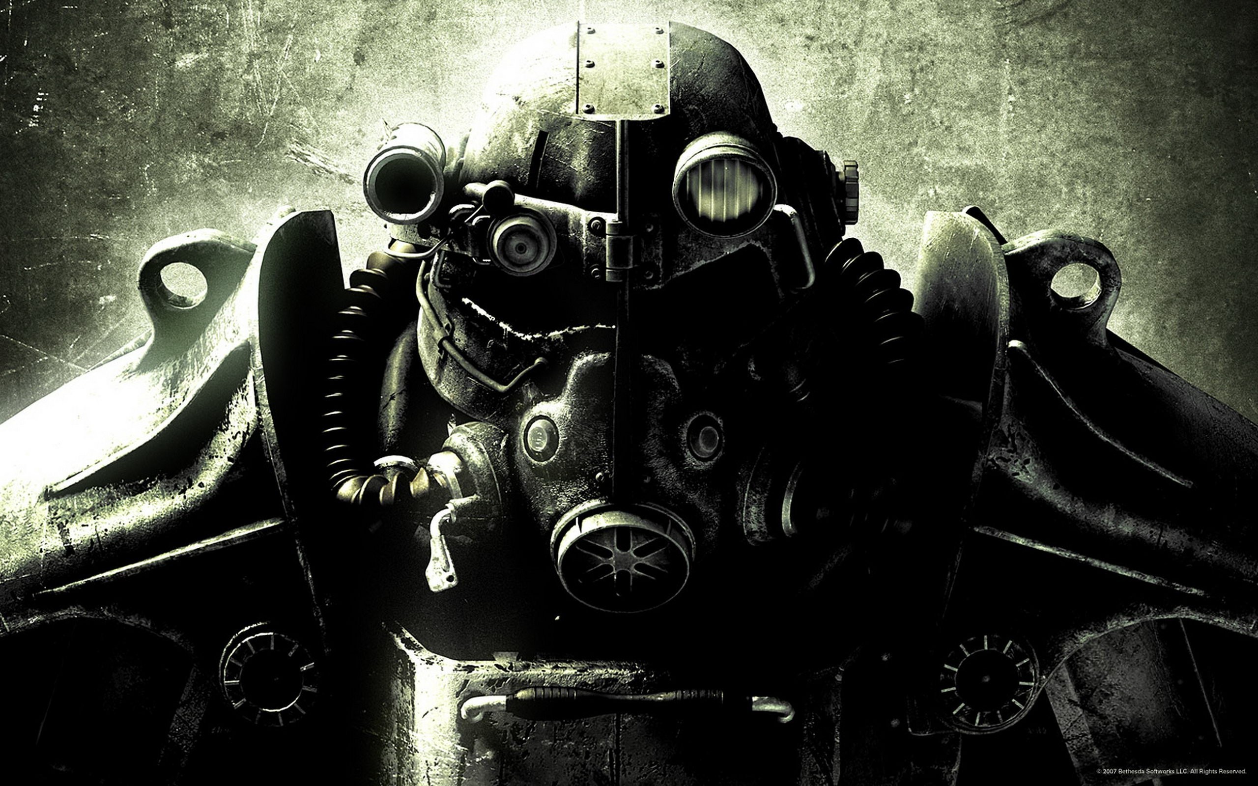 Armatura atomica, Fallout 3, Confraternita d'Acciaio, Monocromatico, sfondo 2K per computer