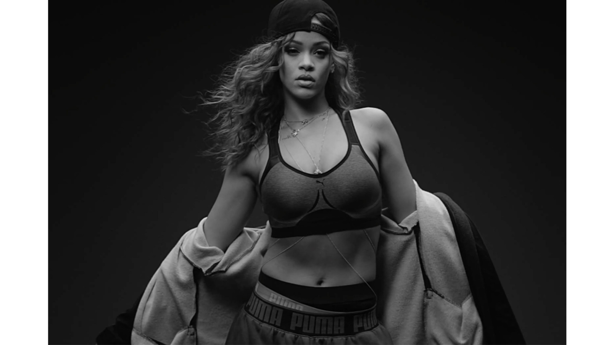 Rihanna, Bianco e nero, Abbigliamento sportivo, 2K, sfondo desktop