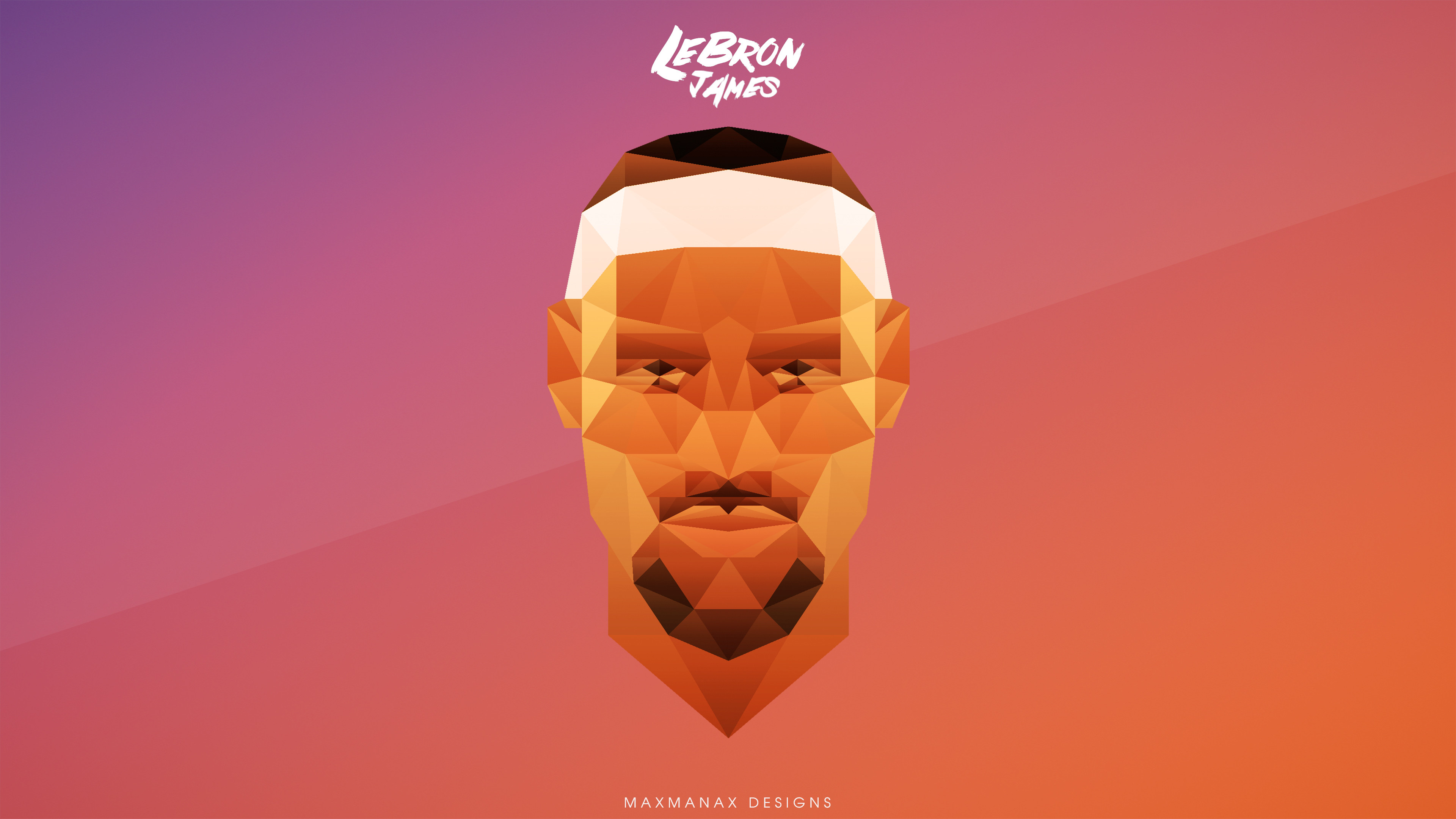 LeBron James, Low poly, Ritratto, Sfondo arancione, 3840x2160, wallpaper desktop