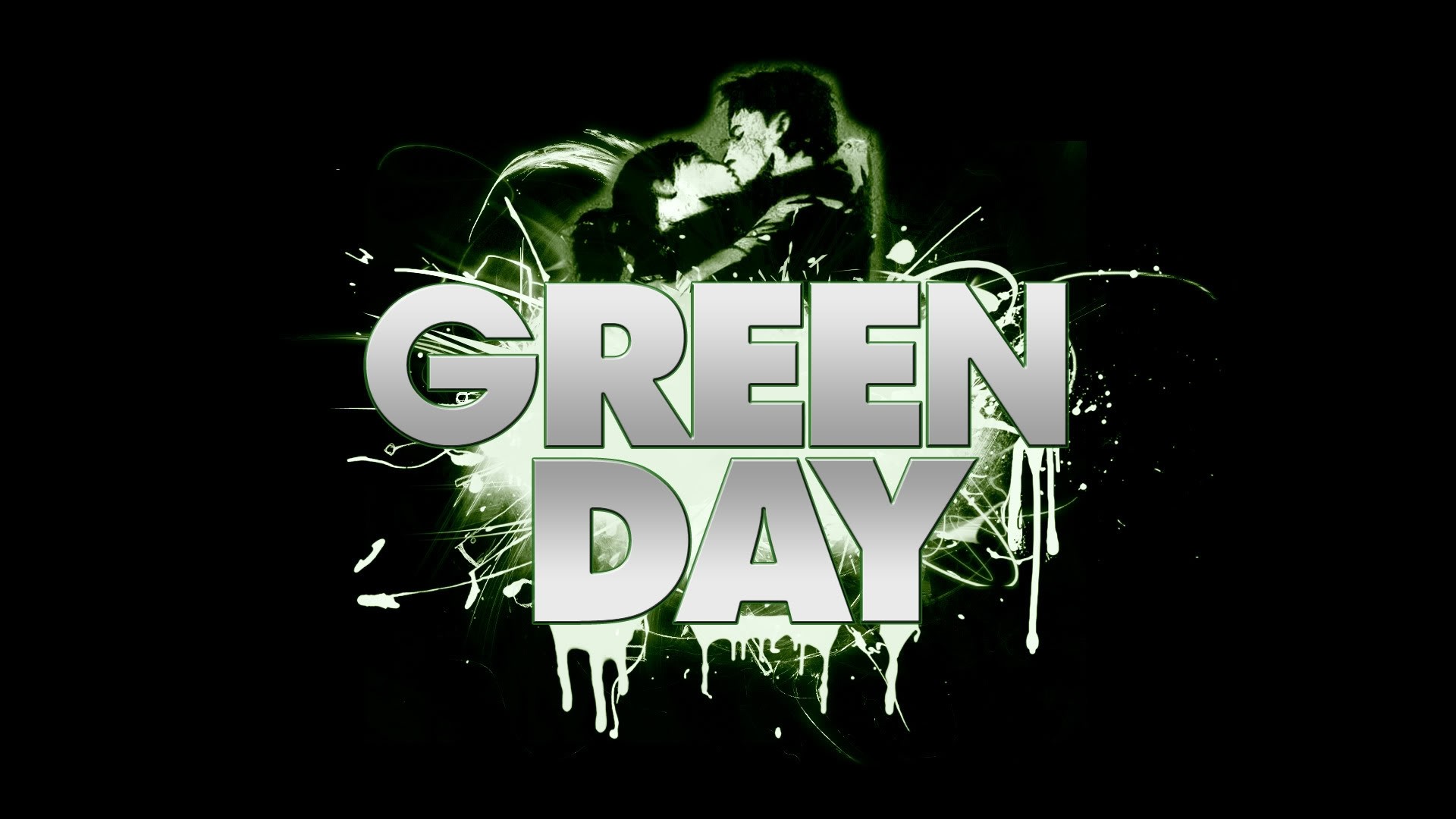 Green Day, Logo, Verde, Sfondo nero, Full HD, wallpaper per portatile