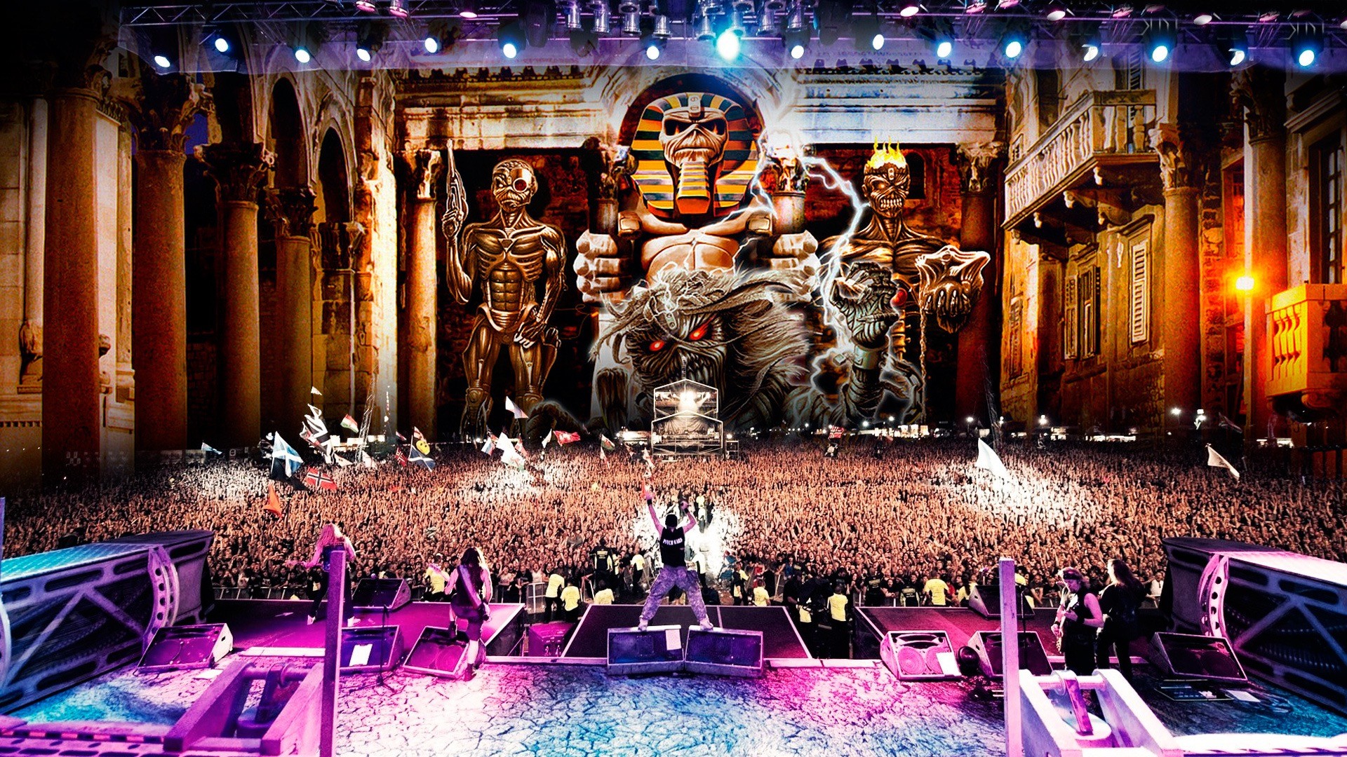 Iron Maiden, Somewhere Back in Time World Tour, Concerto, Palco, Folla, Eddie, immagine di sfondo