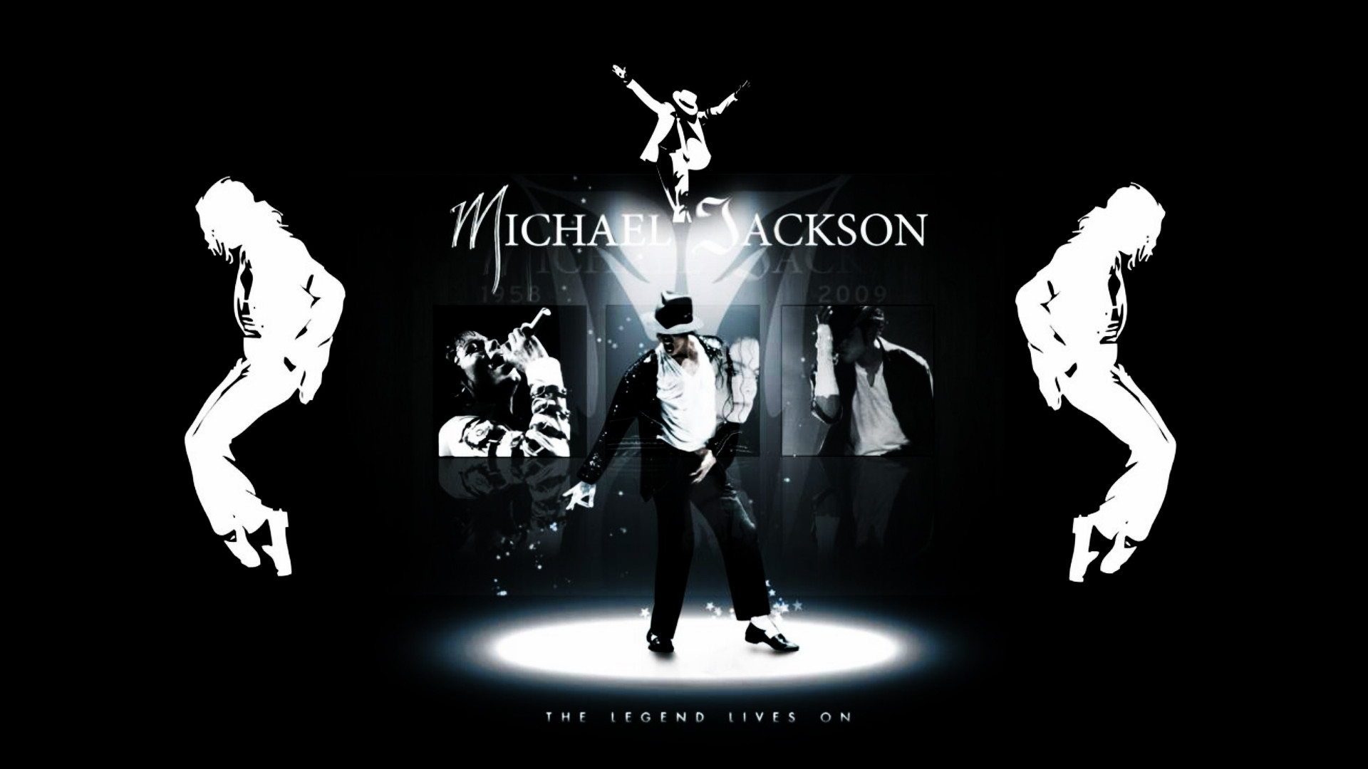Michael Jackson, Silhouette, Riflettore, Bianco e nero, 1920x1080, immagine di sfondo