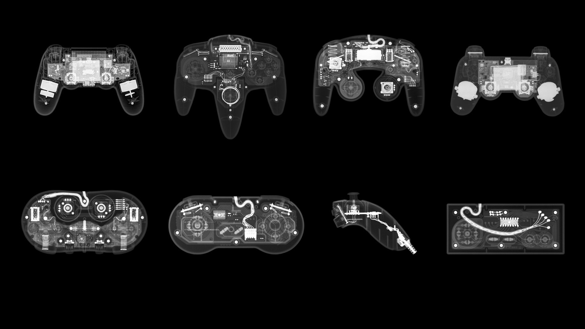 Controller, Raggi X, Console, Sfondo nero, Full HD, wallpaper per computer