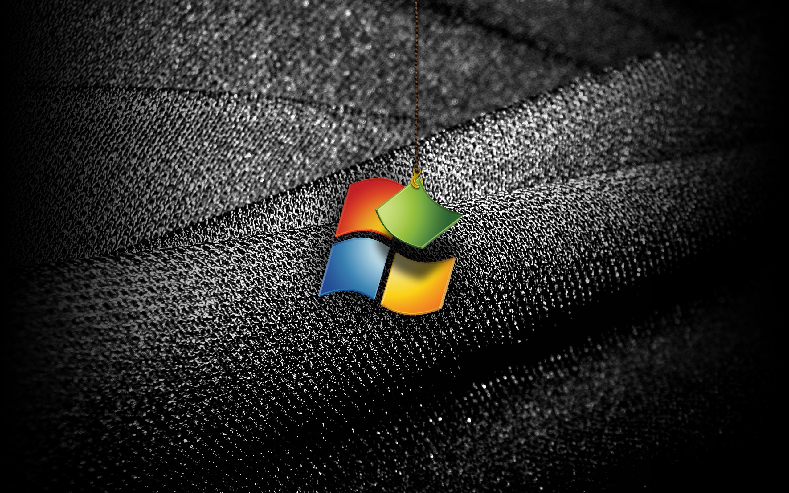 Windows 7, Logo Windows, Tessuto, Bianco e nero, 2K, sfondo per PC