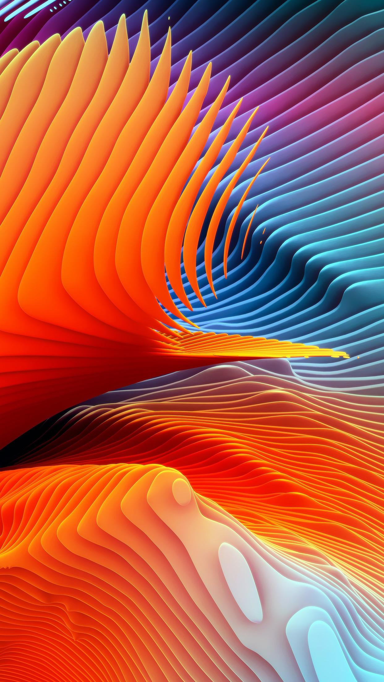 Astratto 3D, Onde, Arancione, Blu, sfondo PC