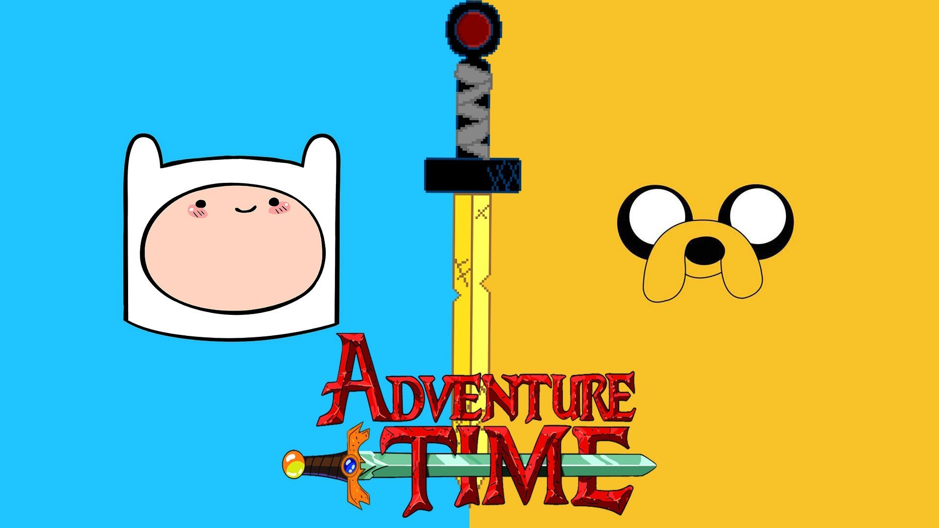 Finn, Jake il cane, Adventure Time, Logo, Spada, Full HD, sfondo per PC e portatile