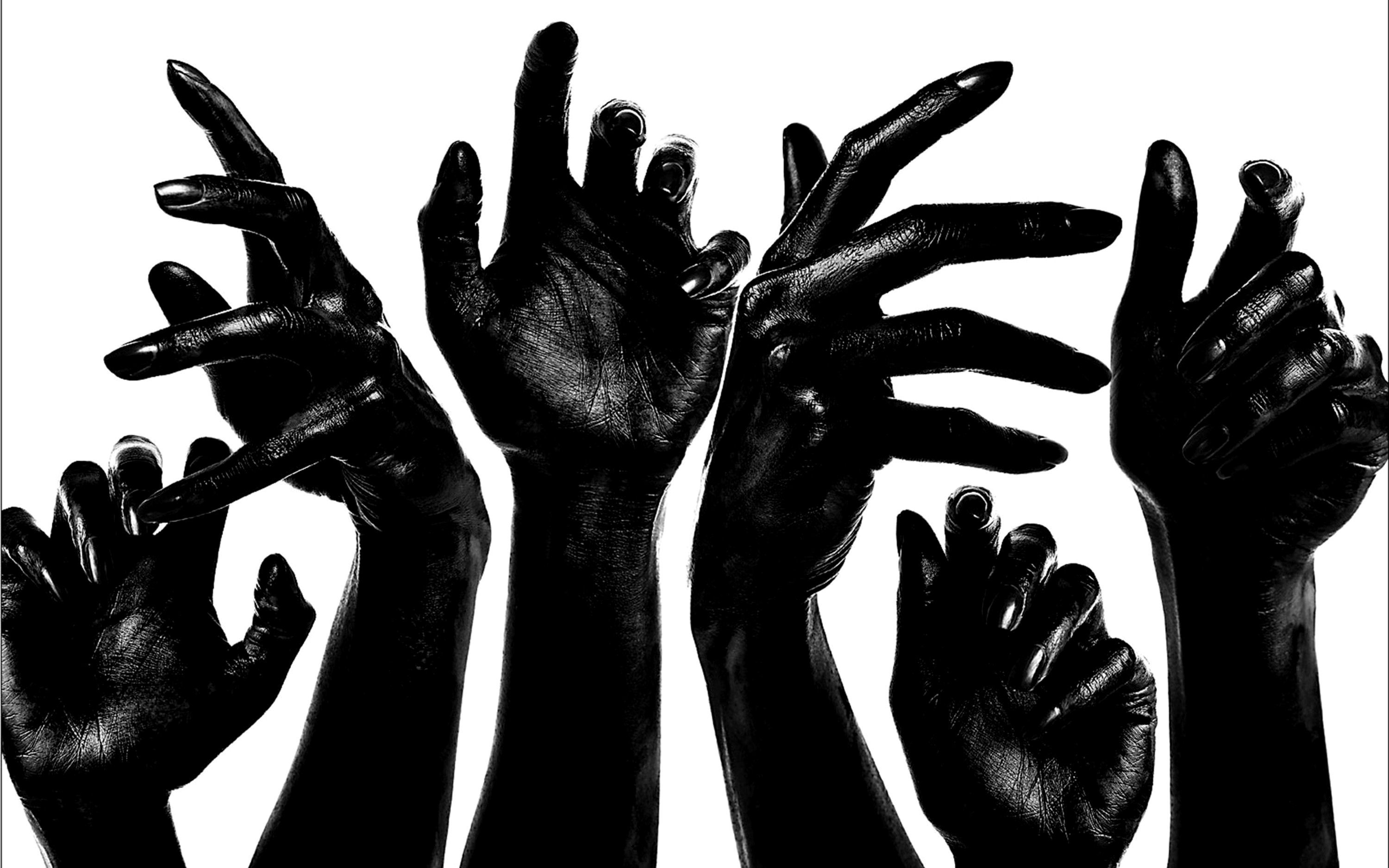 Mani nere, Silhouette, Sfondo bianco, 2K, wallpaper per portatile