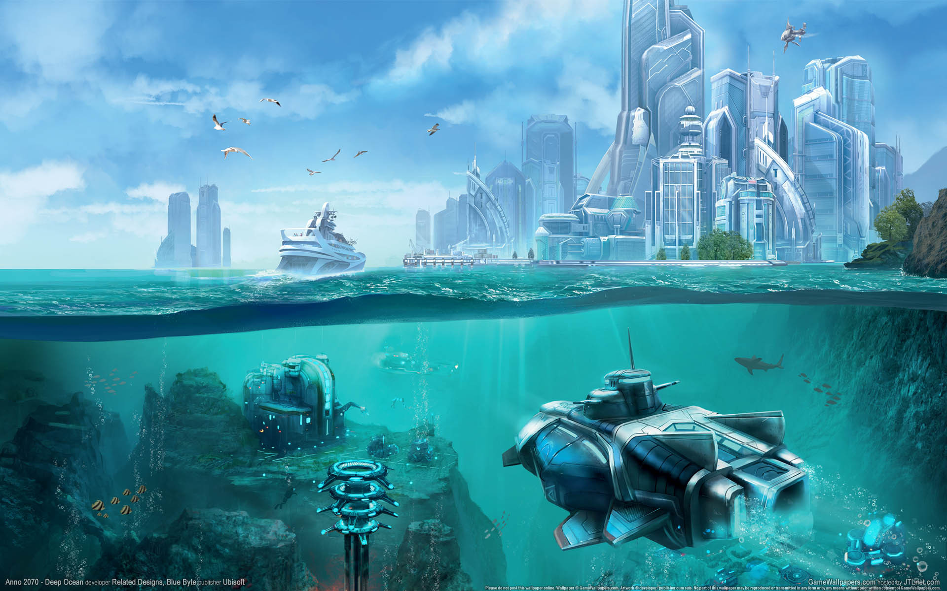Città sottomarina, Sottomarino, Oceano, Fantascienza, 1920x1200, sfondo MacBook Pro