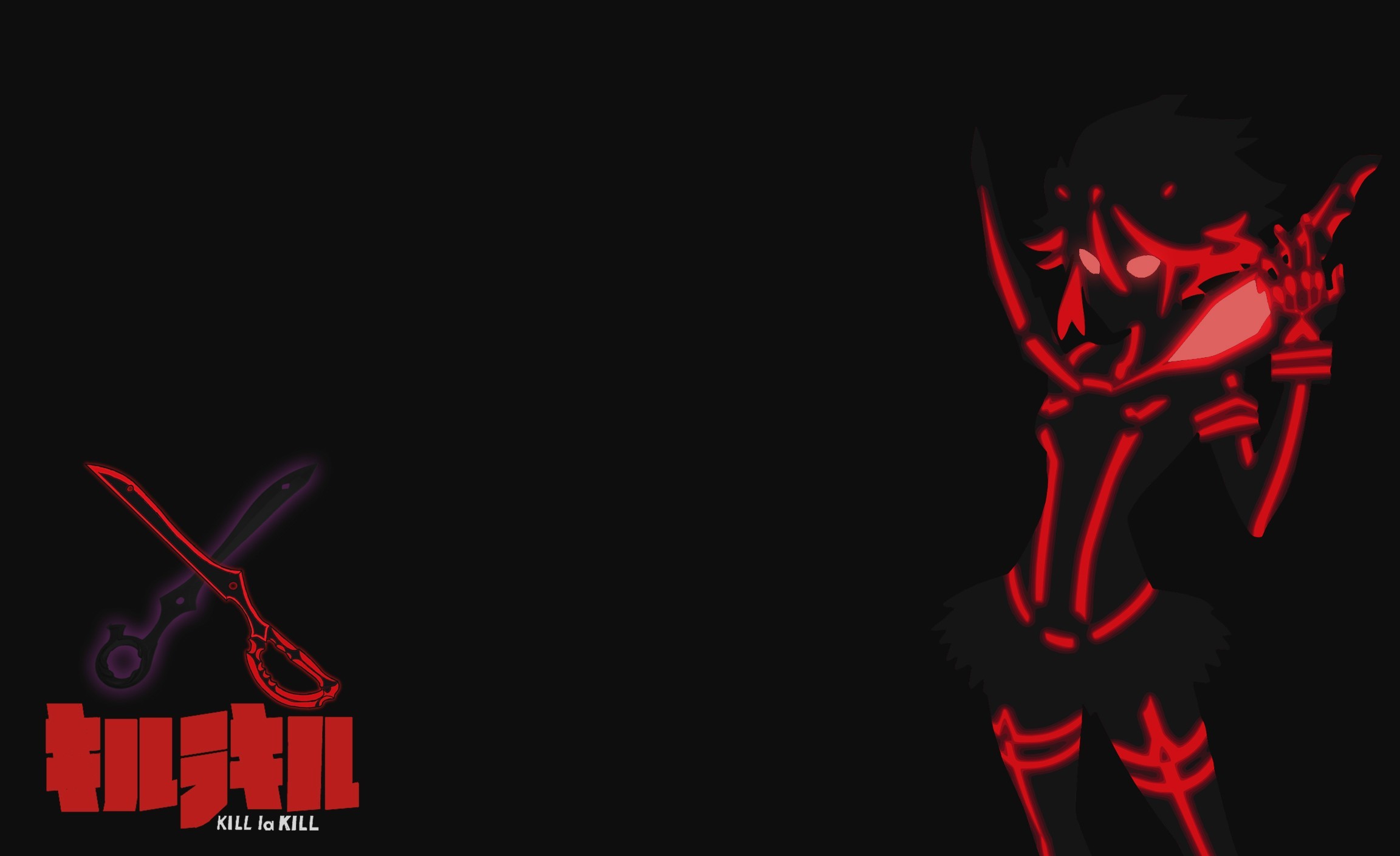 Ryuko Matoi, Kill la Kill, Logo, Sfondo nero, Rosso, Full HD, wallpaper per computer