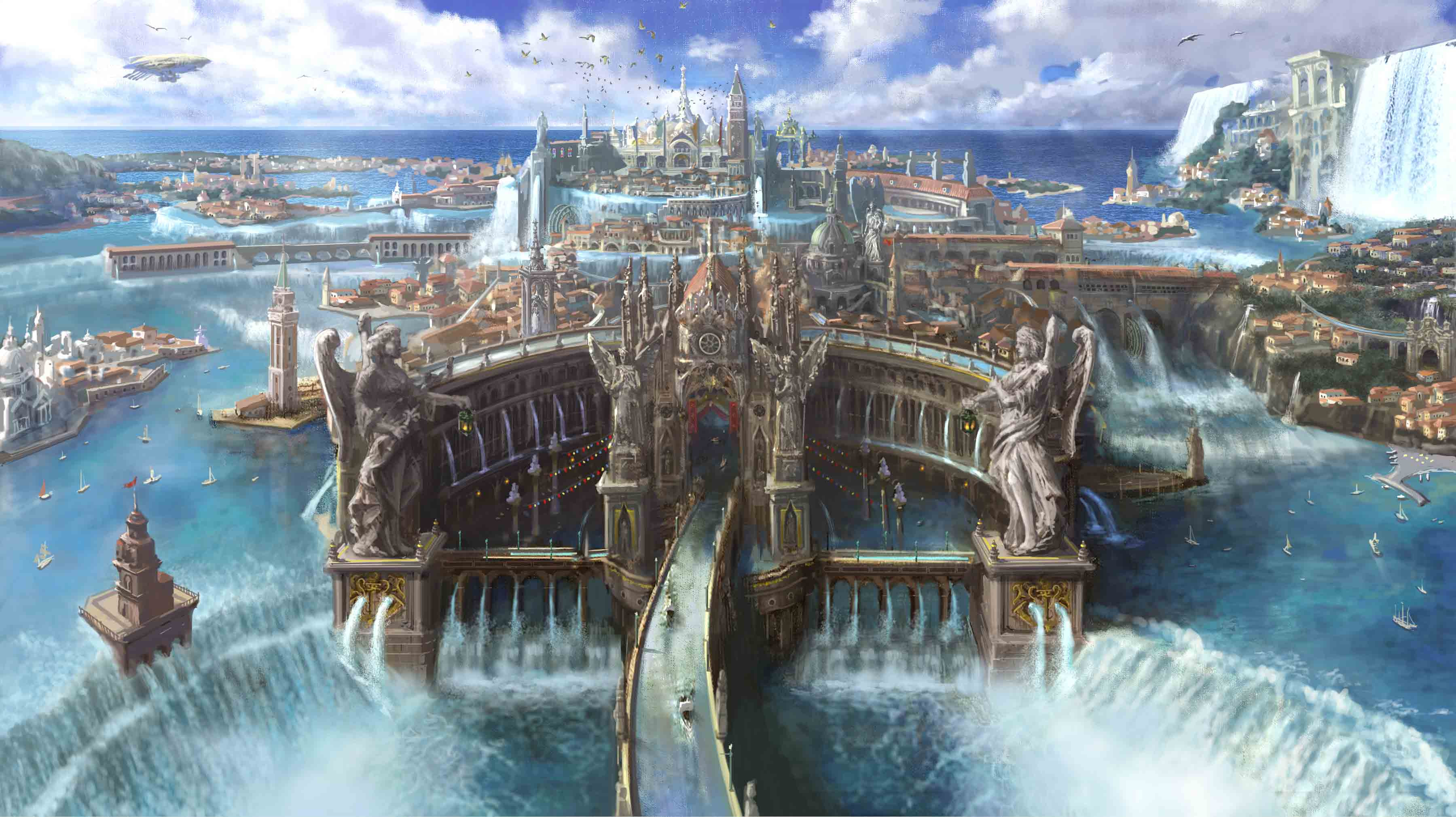 Altissia, Final Fantasy XV, Città sull'acqua, Panorama, 2K, sfondo Windows 11