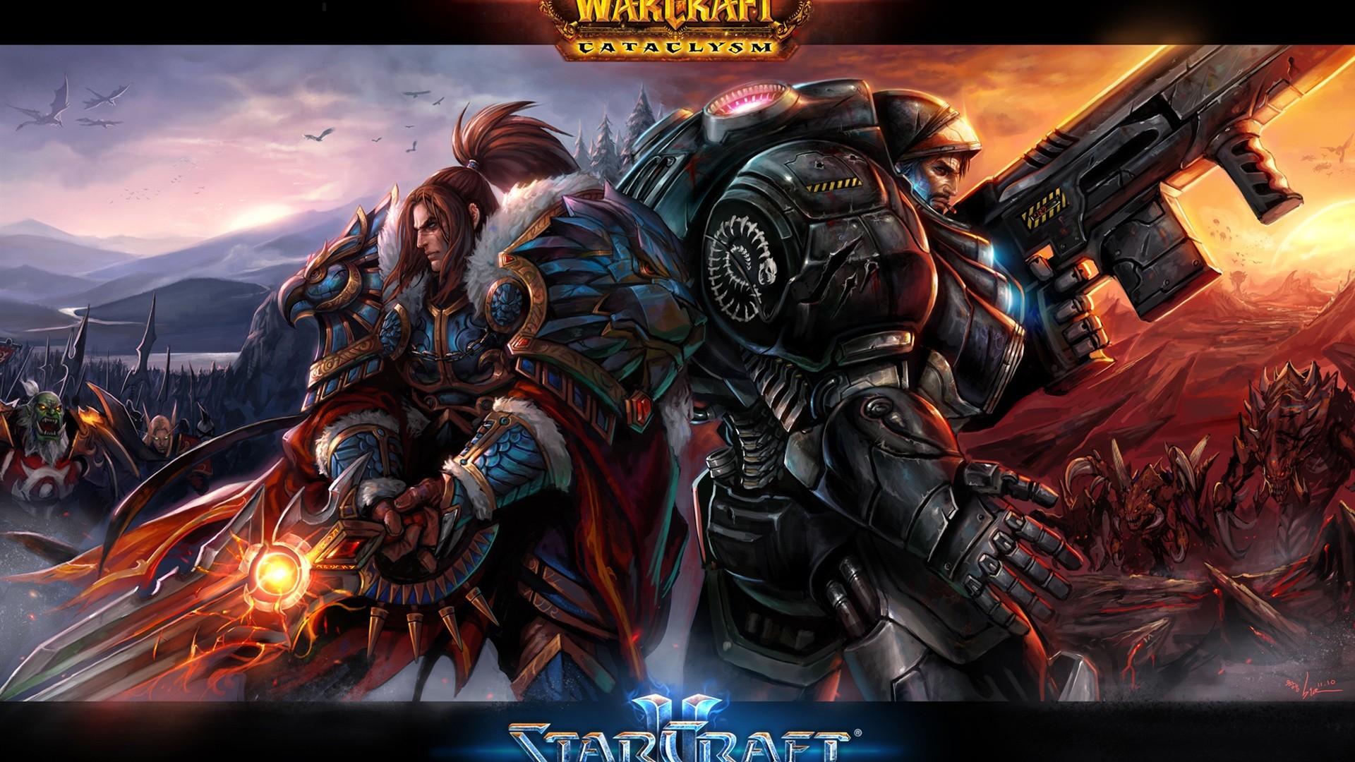 Warcraft, StarCraft, Varian Wrynn, Marine terrestre, Crossover, Full HD, wallpaper desktop