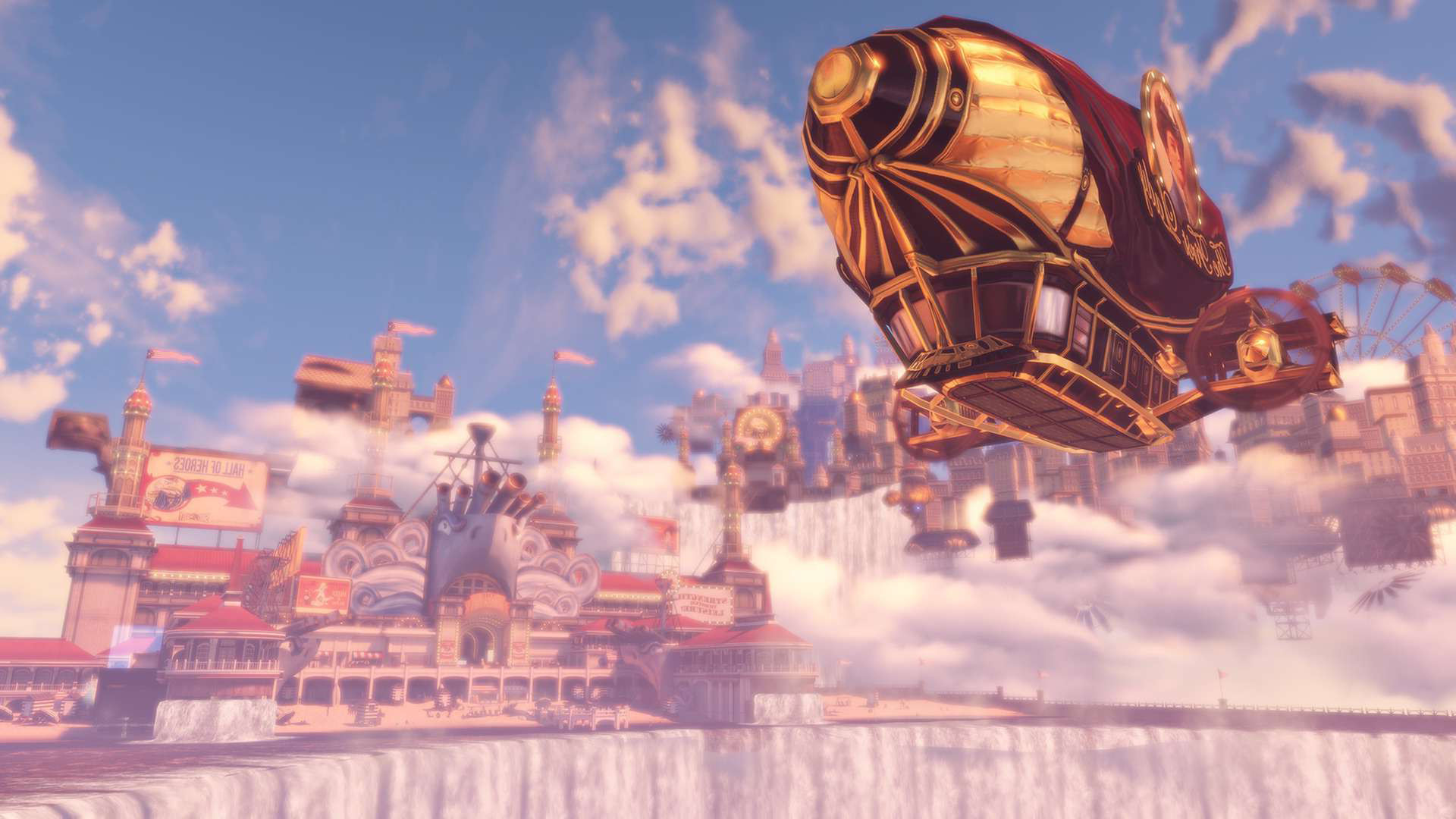 BioShock Infinite, Dirigibile, Columbia, Nuvole, Full HD, wallpaper per portatile