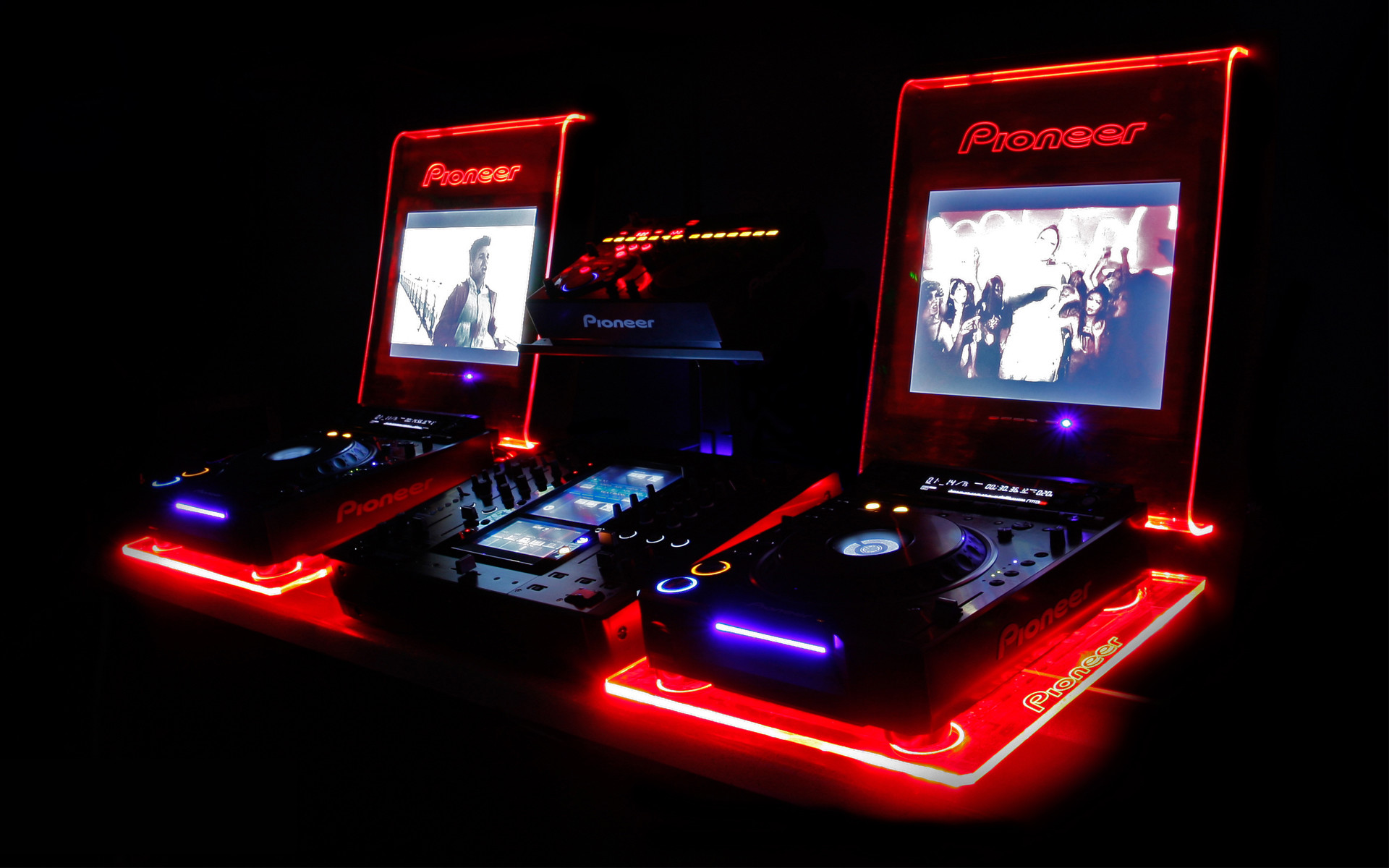 Pioneer, Console DJ, Neon rosso, 16:10 Full HD, wallpaper widescreen