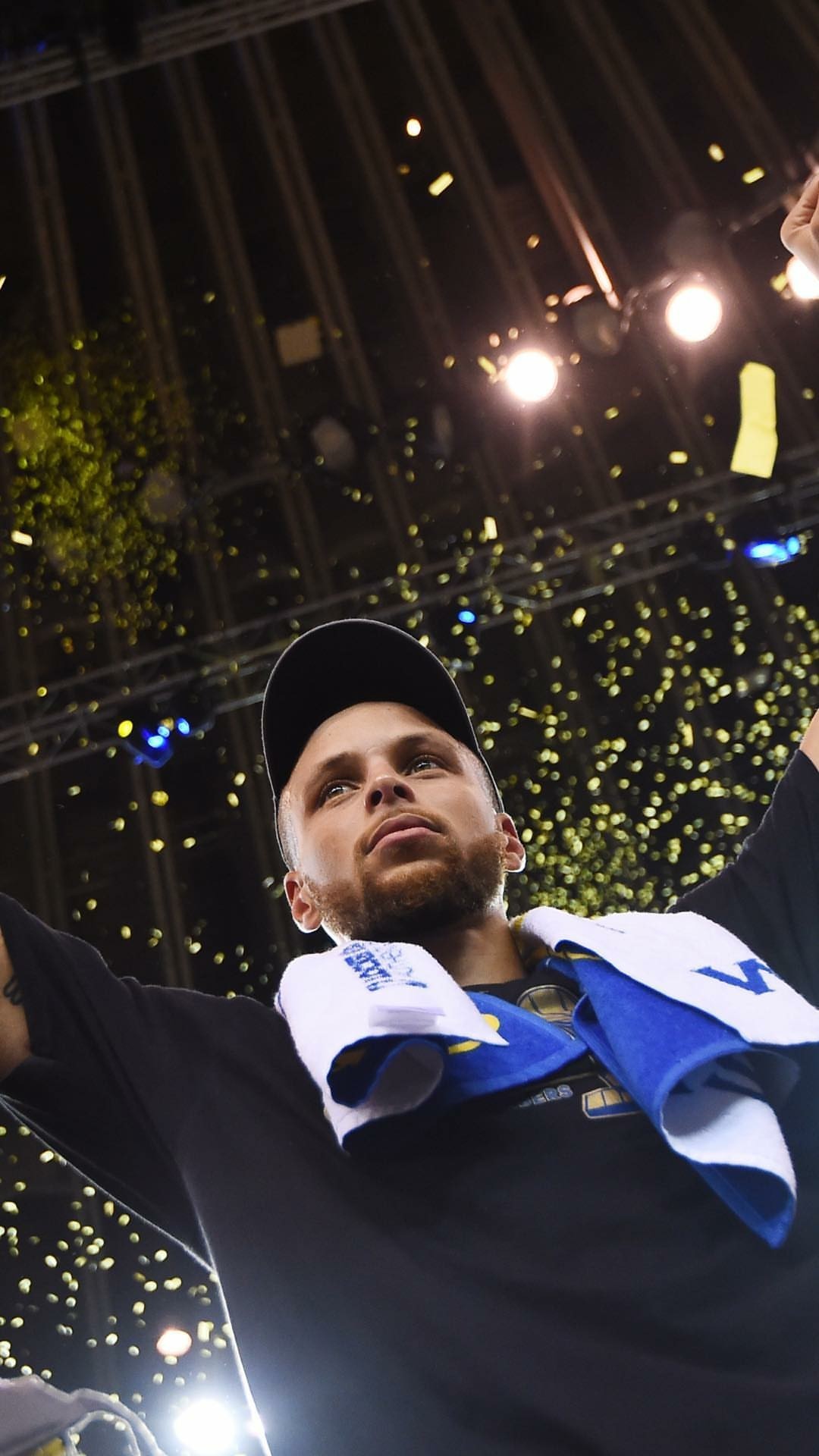 Stephen Curry, Golden State Warriors, Festa, Coriandoli, Full HD, sfondo verticale per cellulare