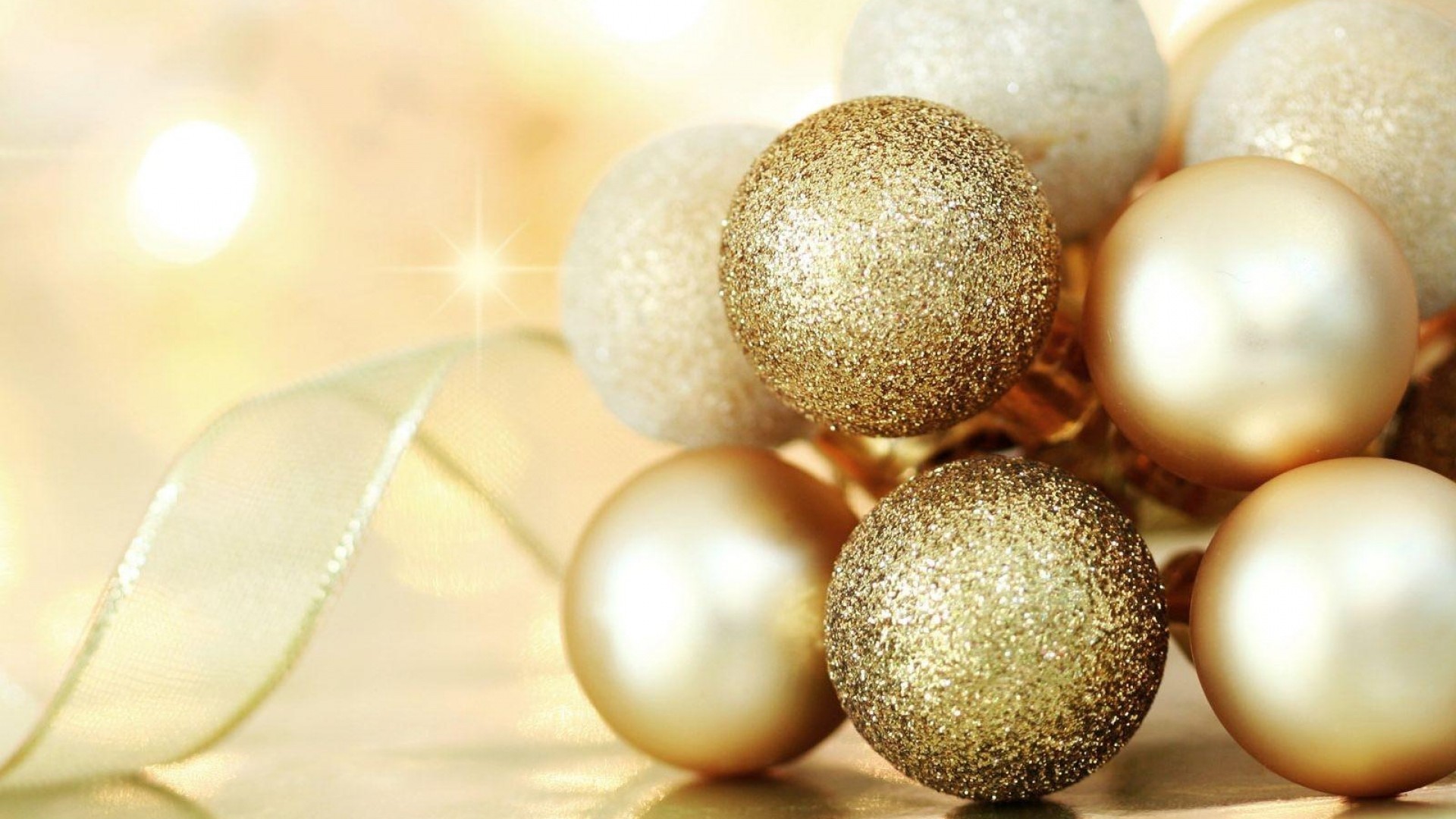 Palline dorate, Glitter, Bokeh, Full HD, sfondo per PC e portatile