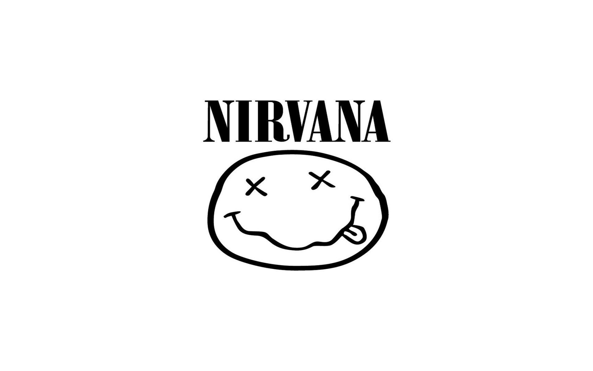 Logo Nirvana, Smiley Nirvana, Nirvana, Sfondo bianco, 16:10 Full HD, wallpaper widescreen